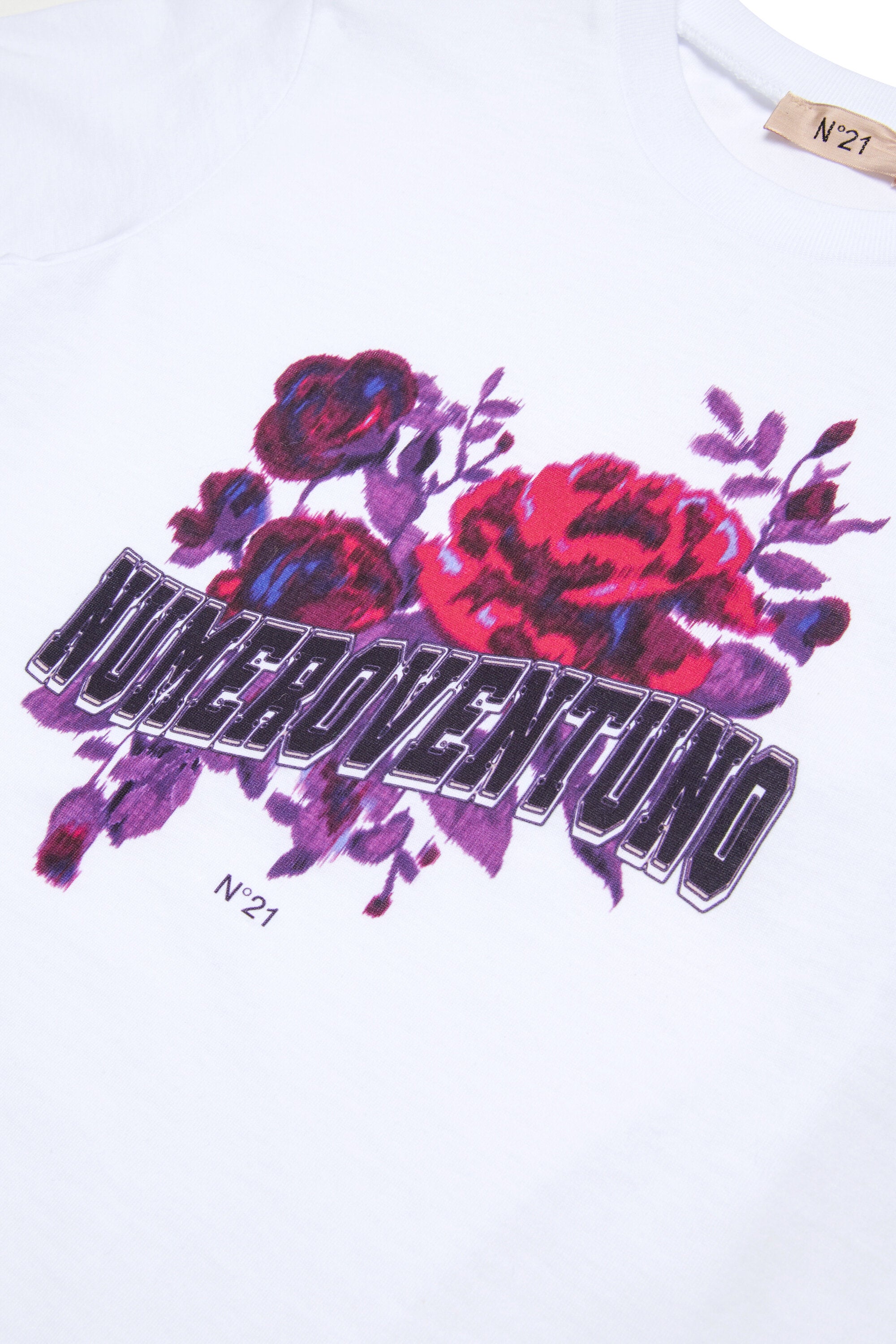 Jersey T-shirt with floral graphics