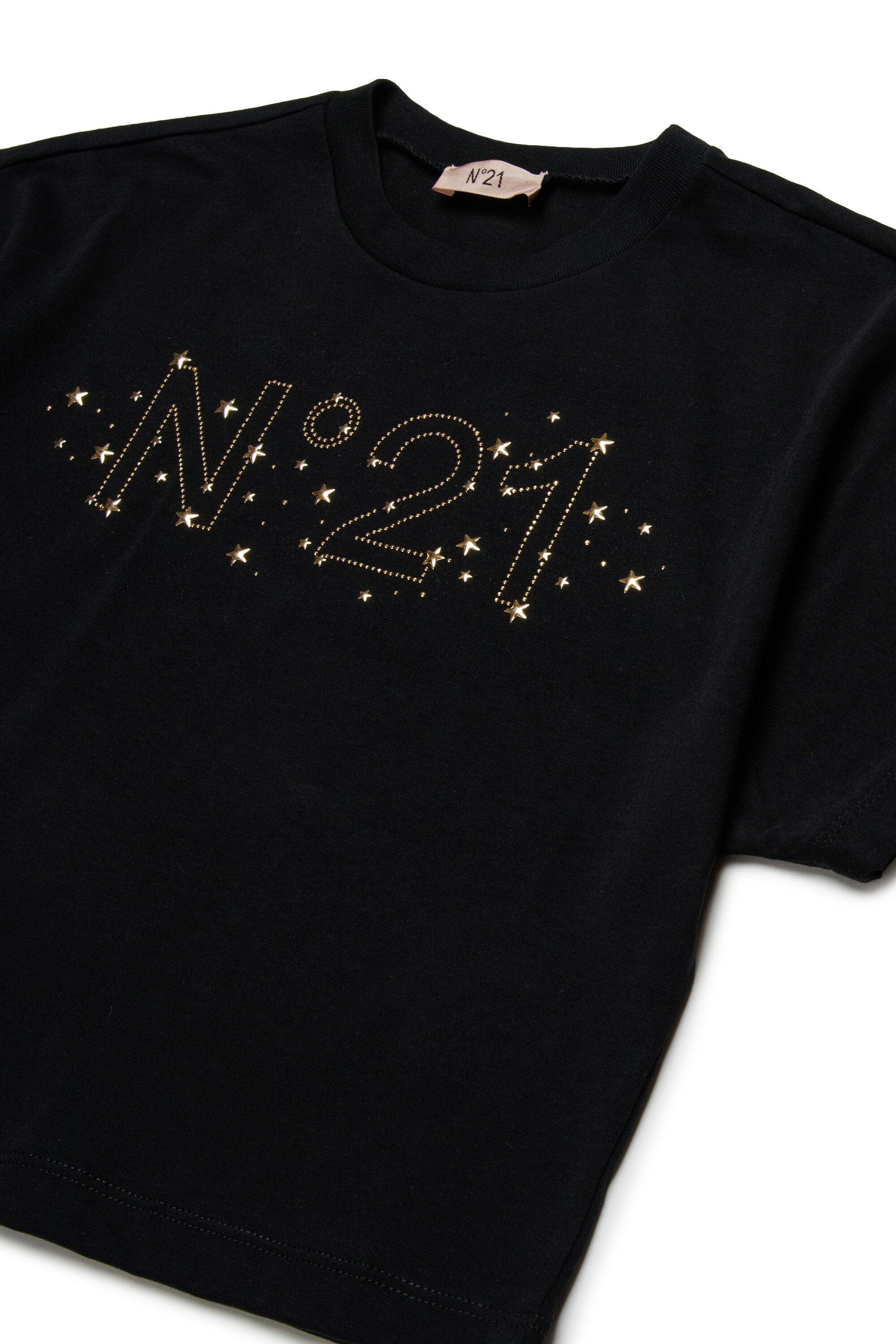 Cotton jersey T-shirt with hotfix logo