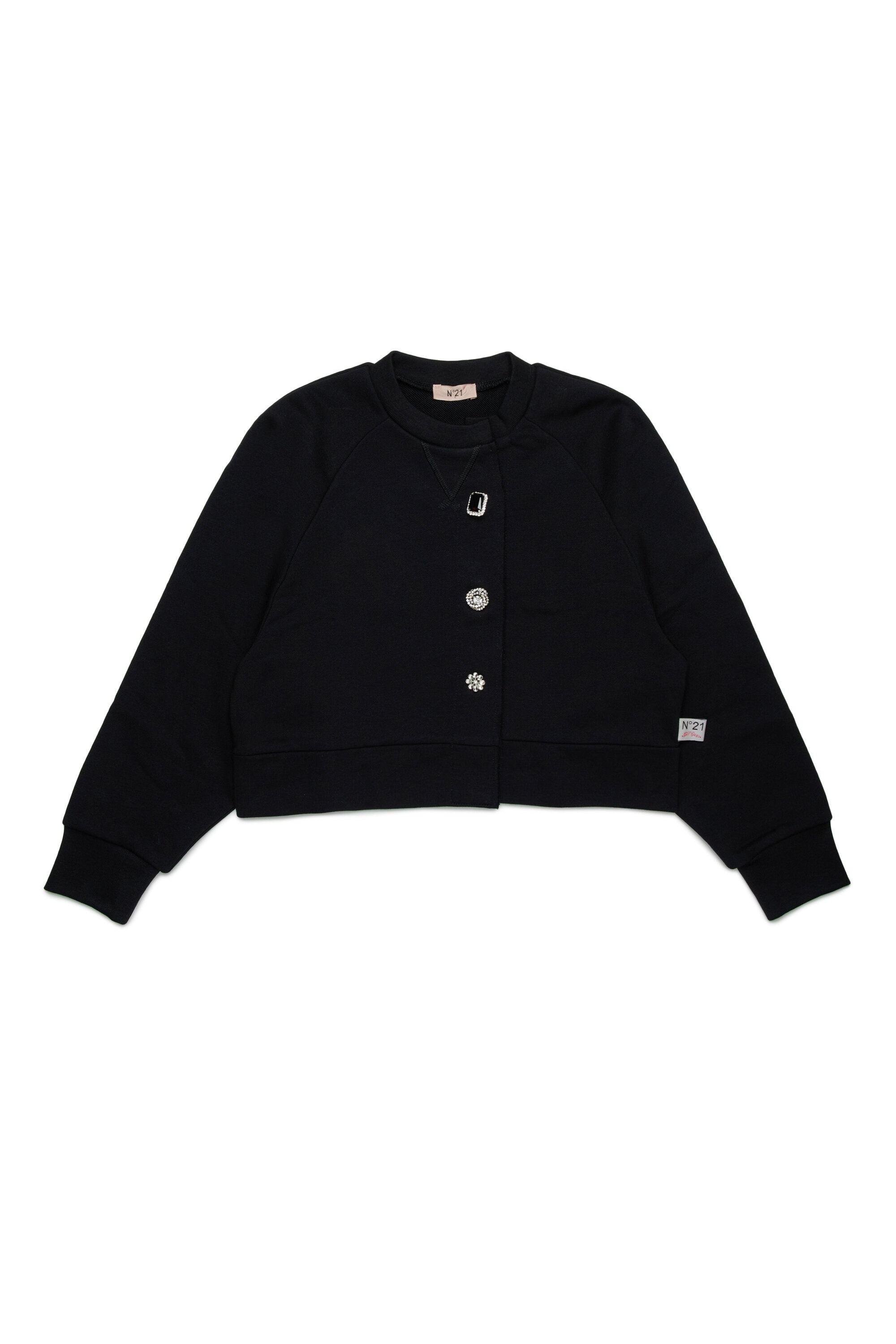 Cardigan-style sweatshirt with jewel buttons