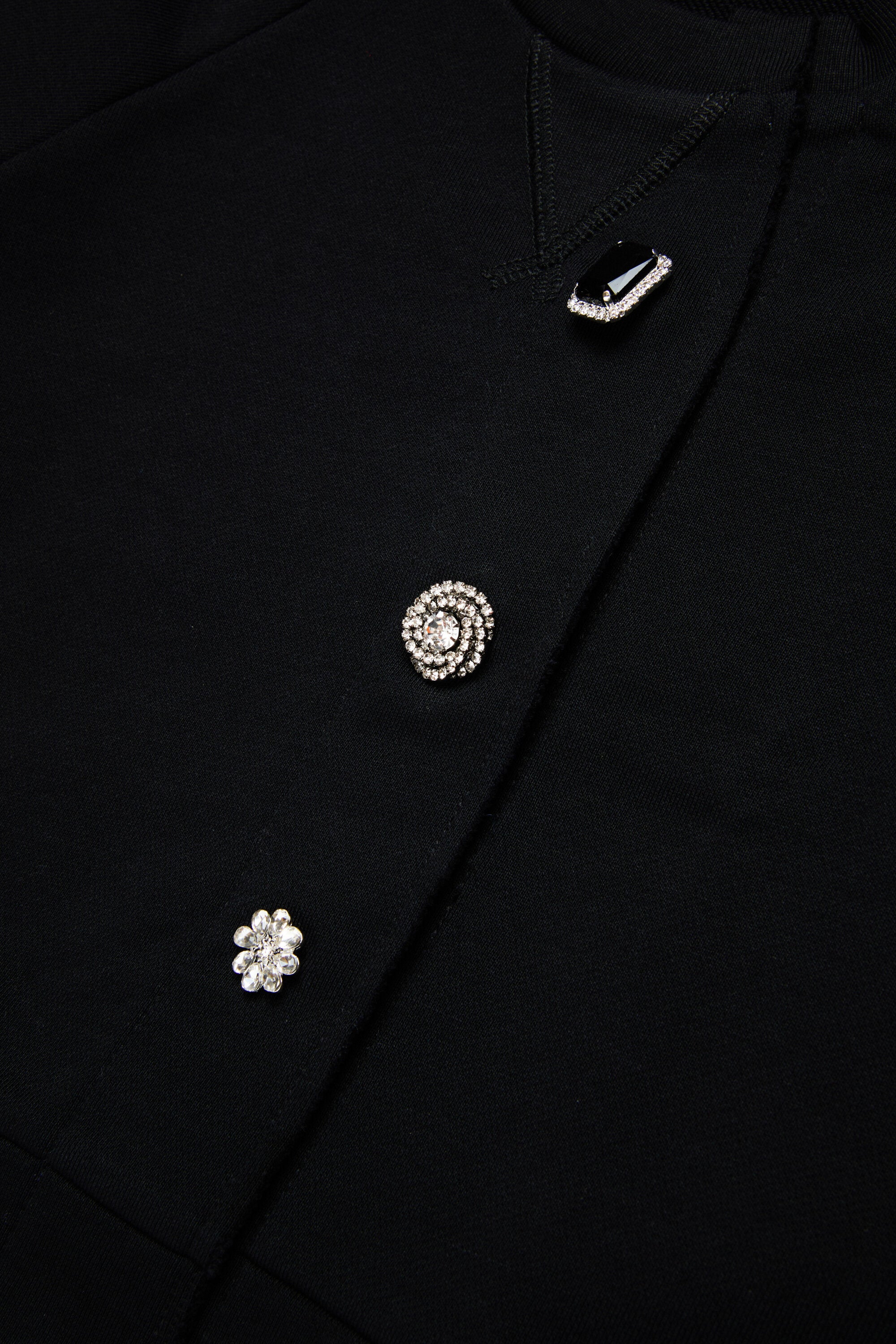 Cardigan-style sweatshirt with jewel buttons