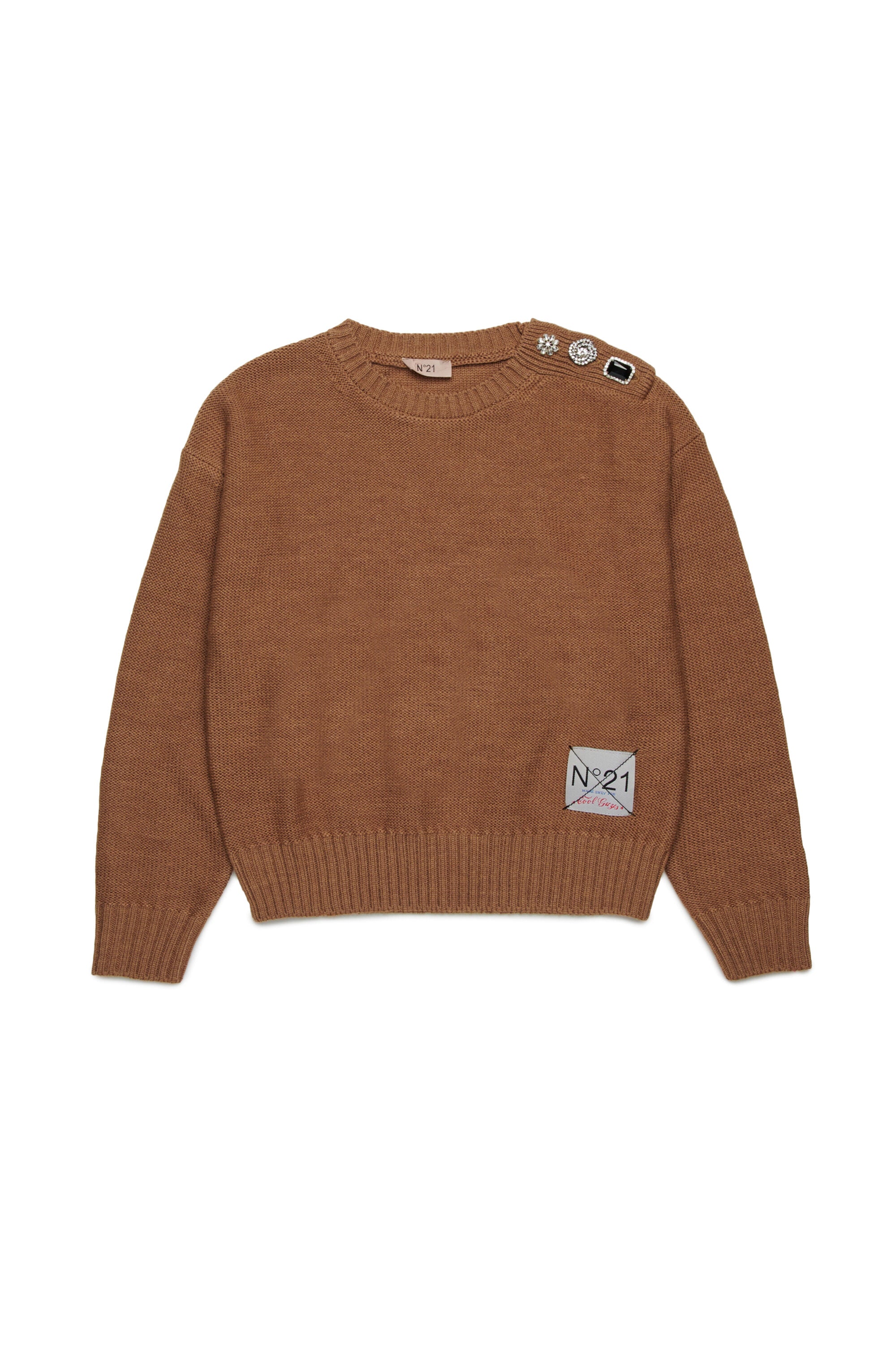 Wool blend pullover with jewel buttons