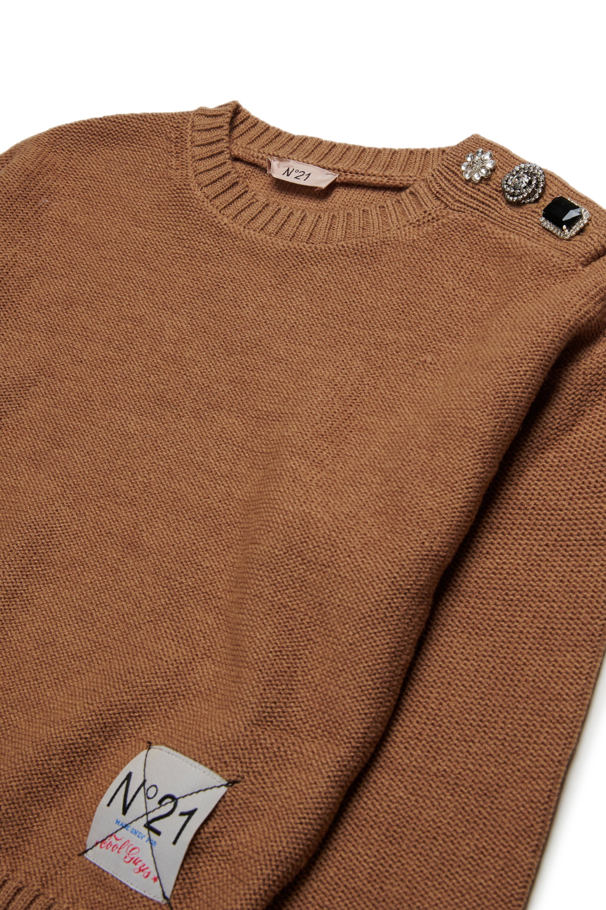 Wool blend pullover with jewel buttons