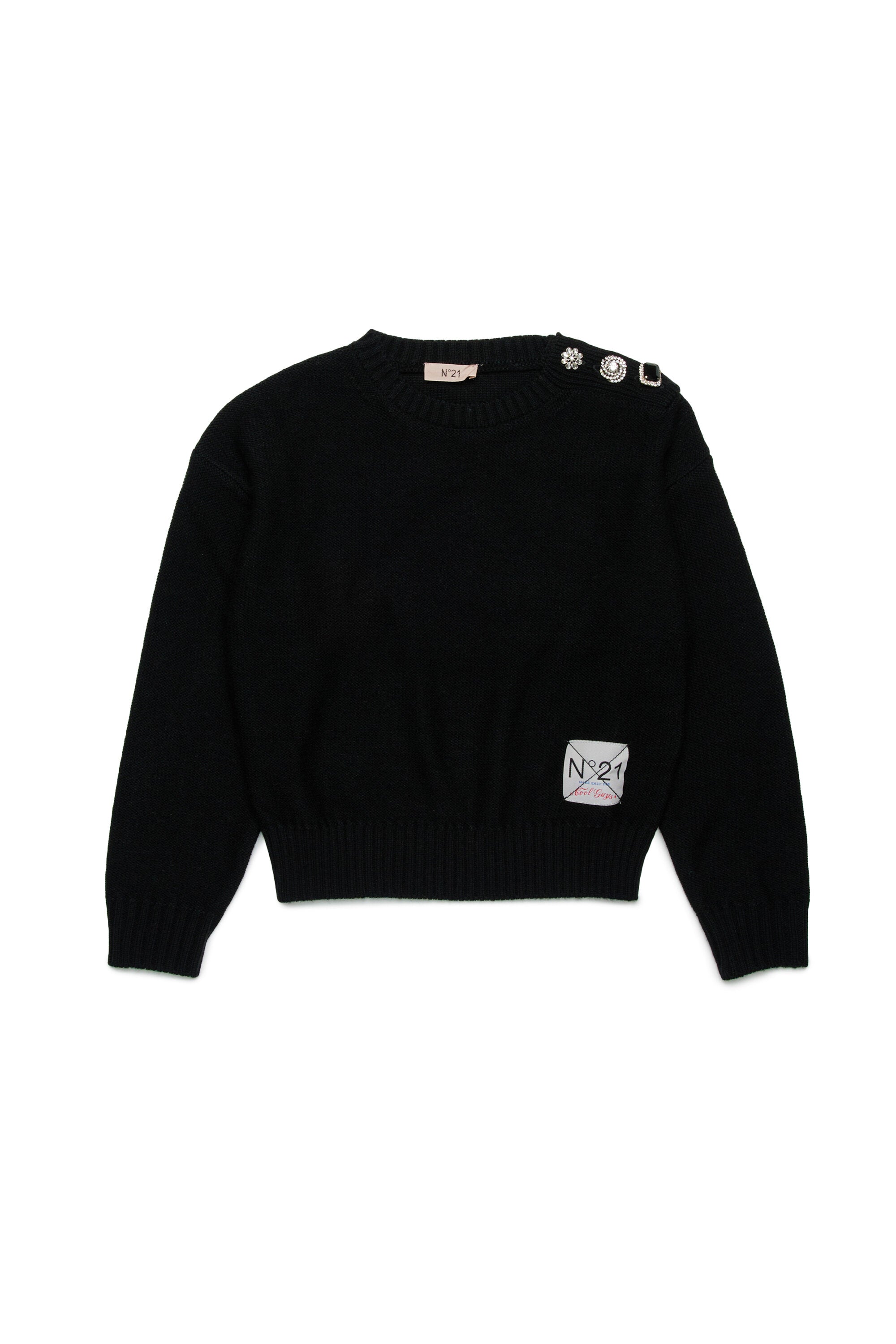 Wool blend pullover with jewel buttons