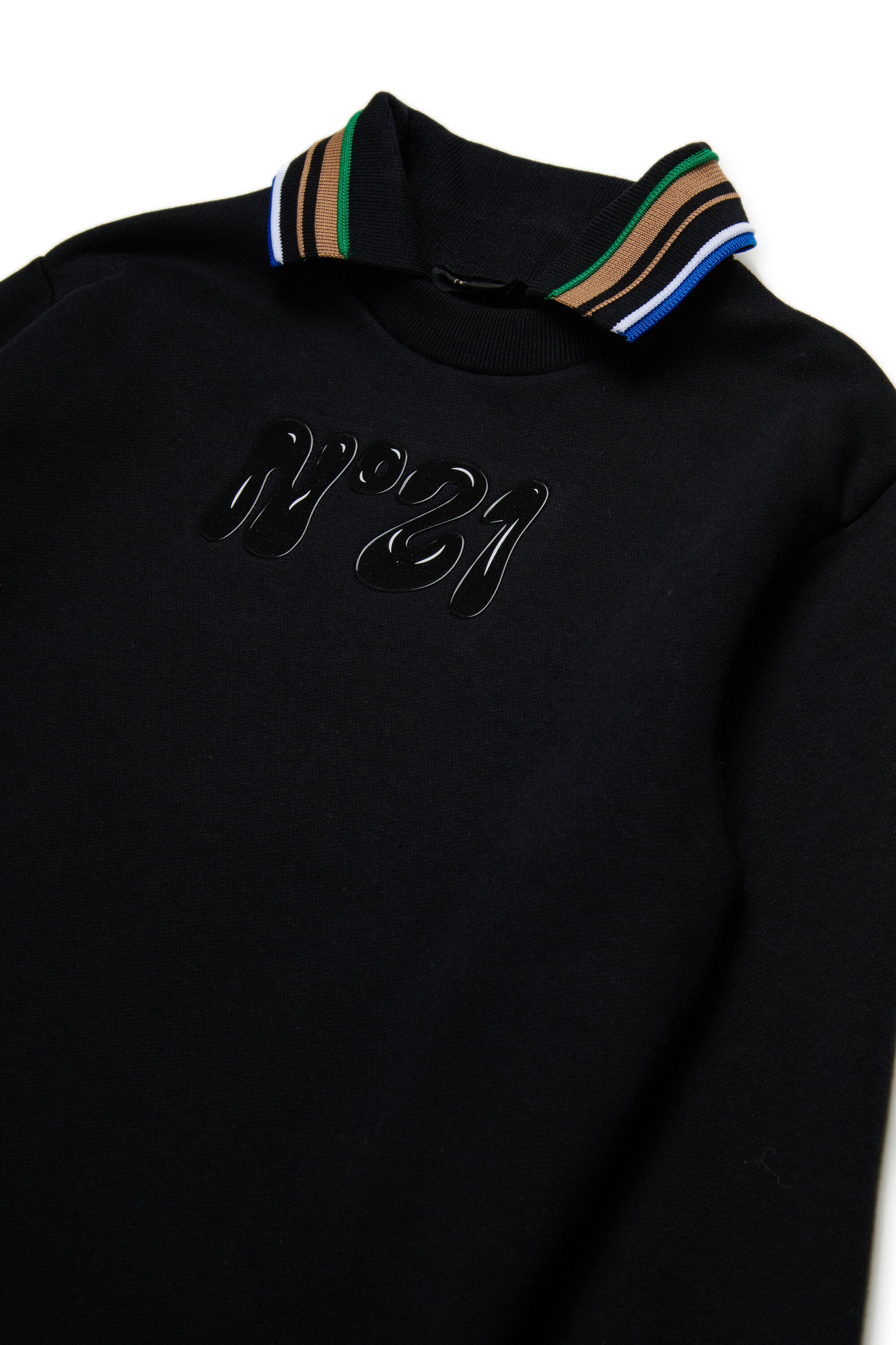 Sweatshirt with multicolor polo collar and logo