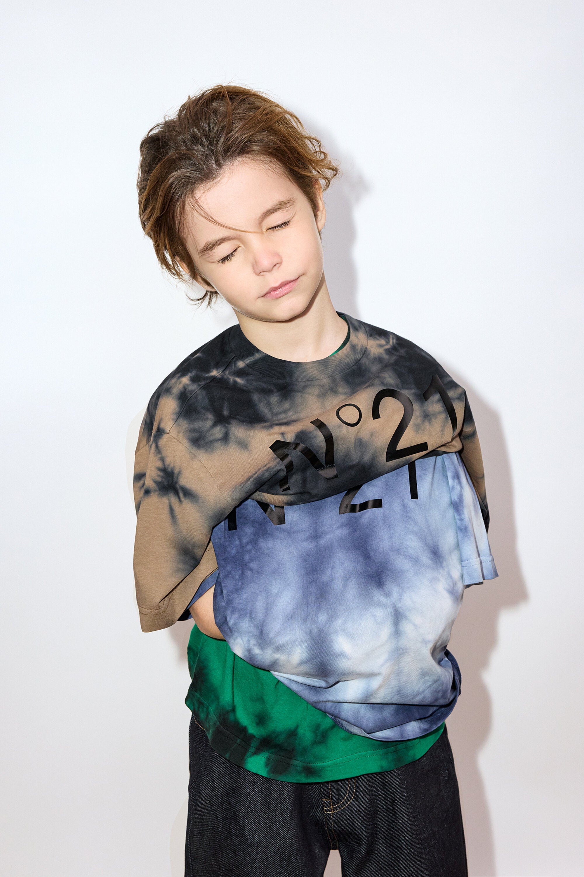 Tie-dye jersey T-shirt with logo