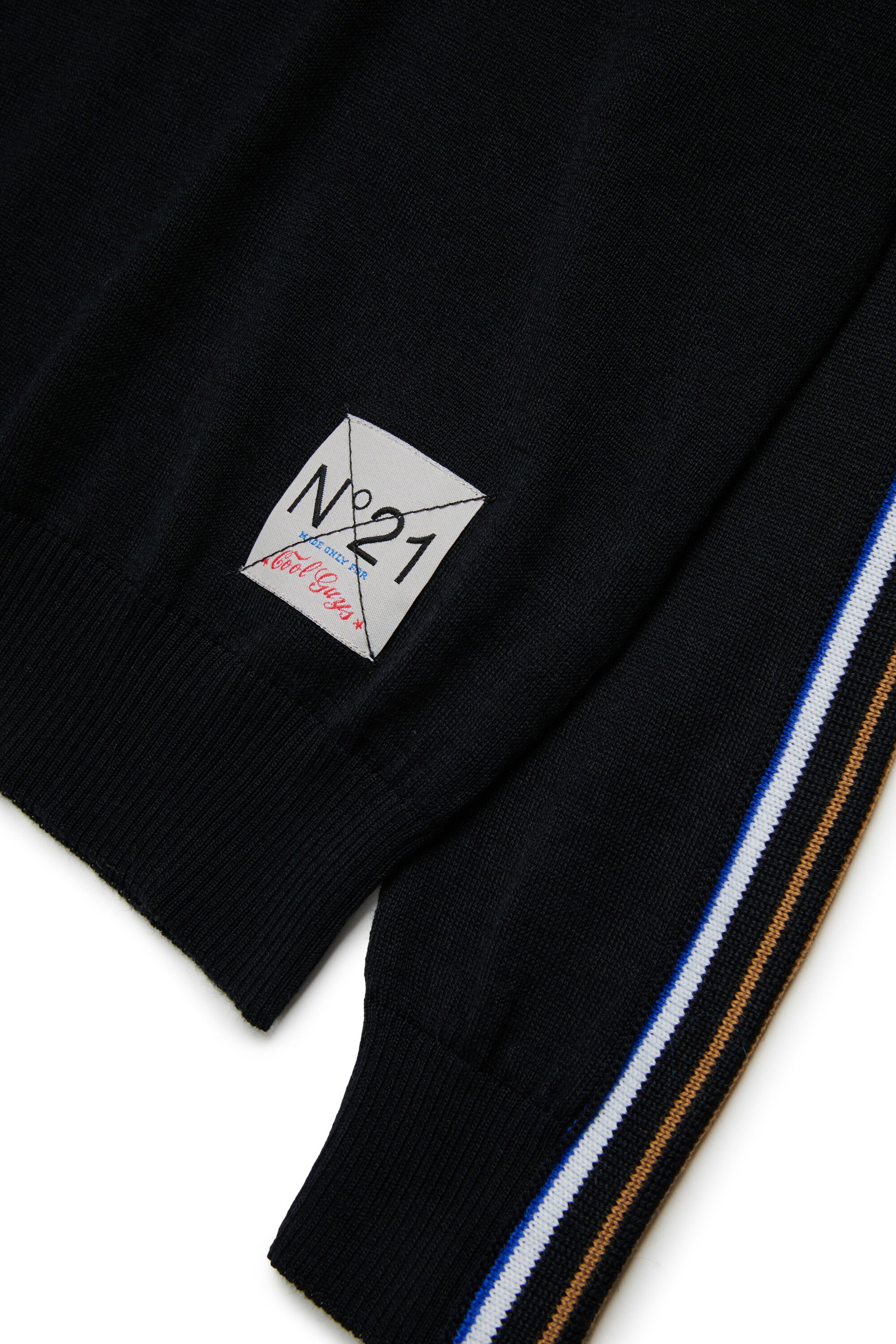 Wool-blend turtleneck sweater with multicolor bands