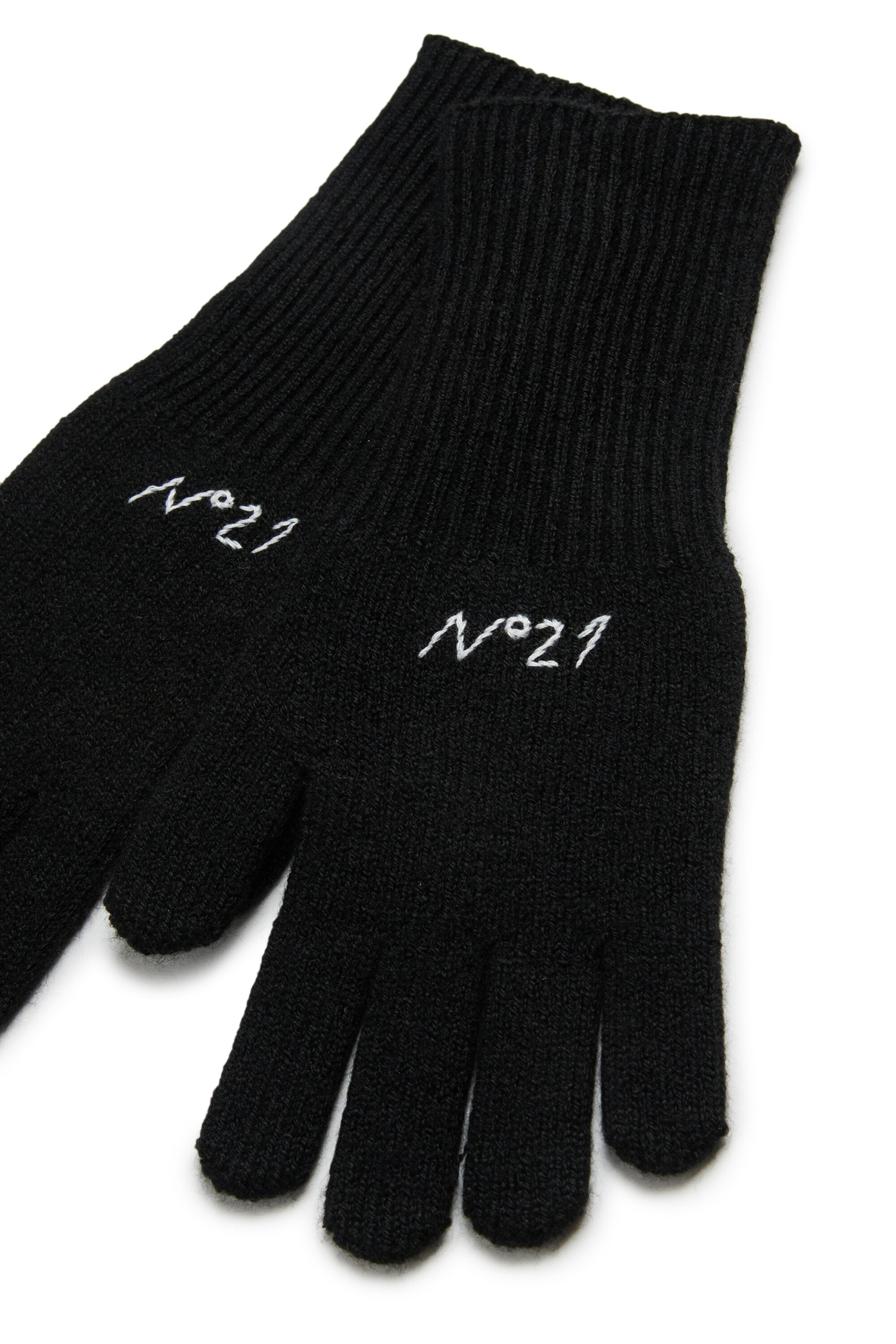 wool-blend gloves with logo