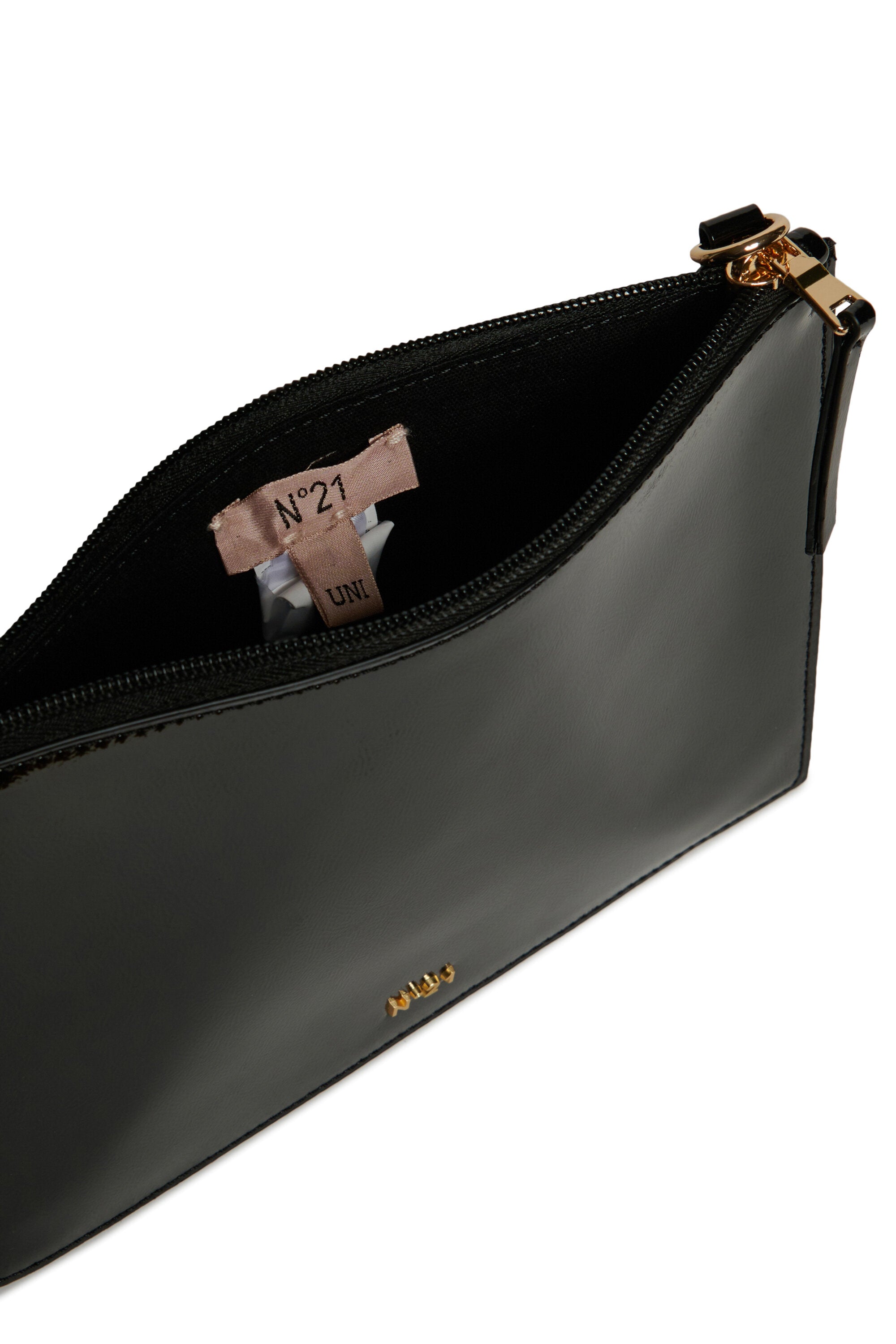 Patent leather envelope bag with logo