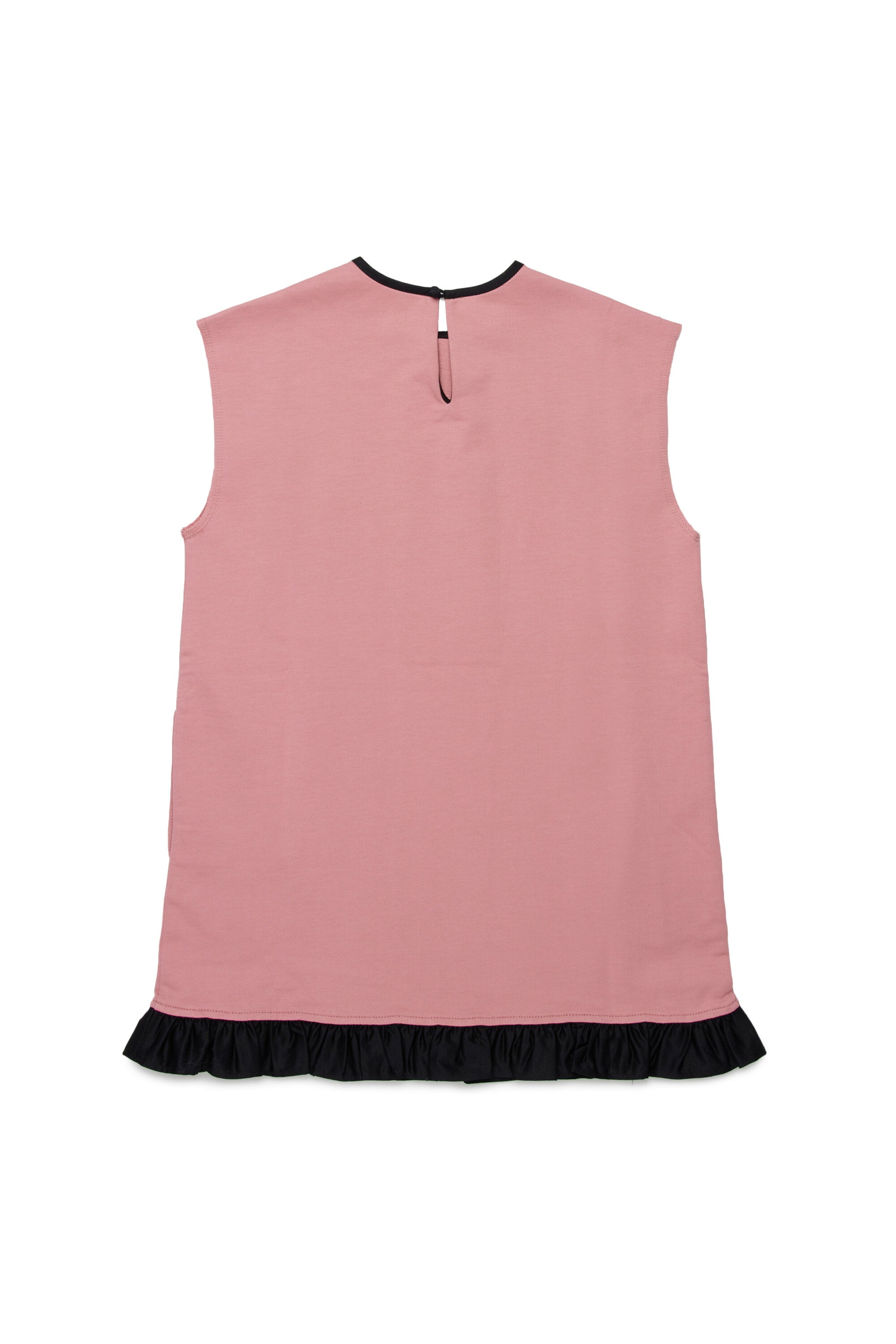Dress with ruffle and contrasting bow