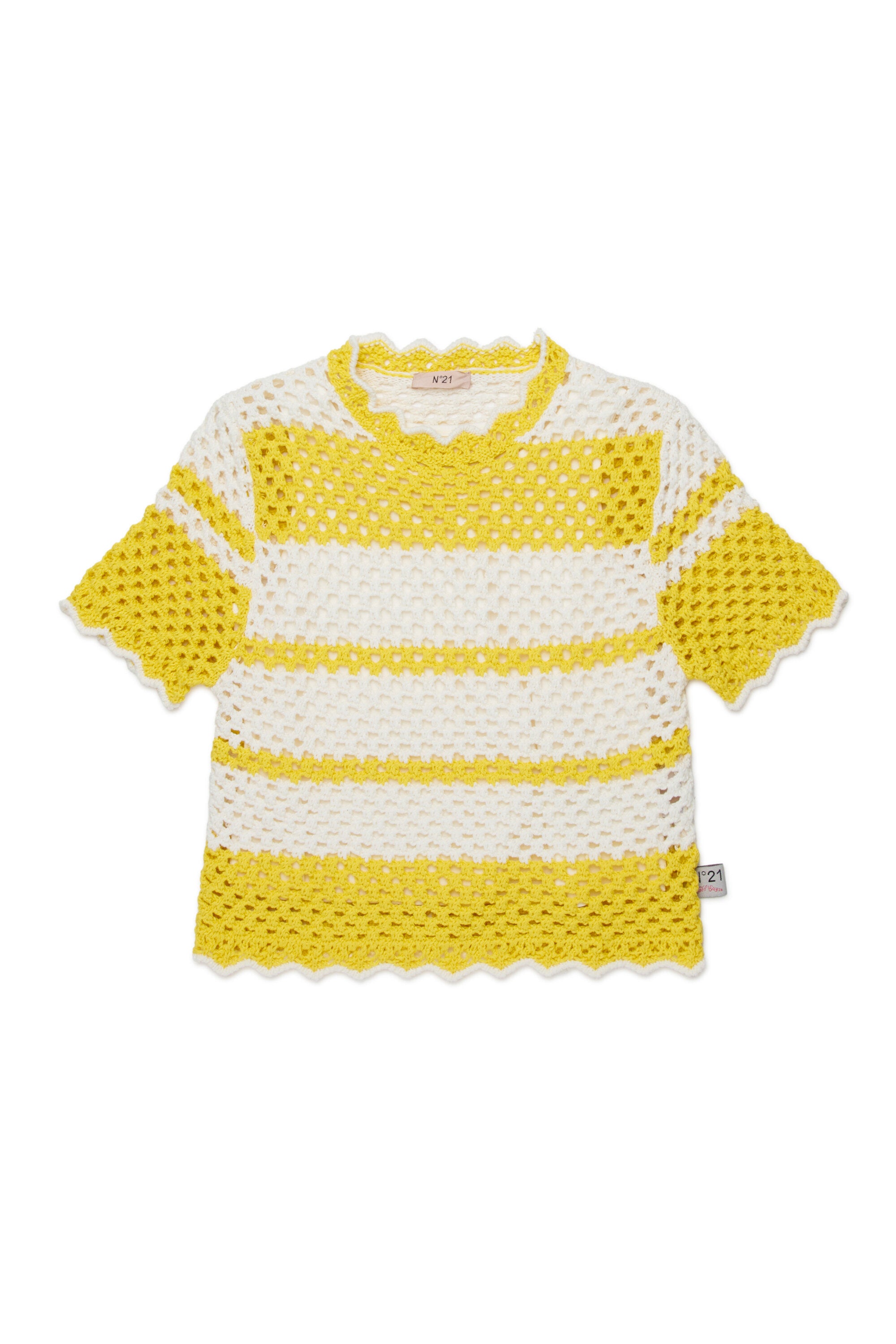 Crew-neck mesh-knit pullover