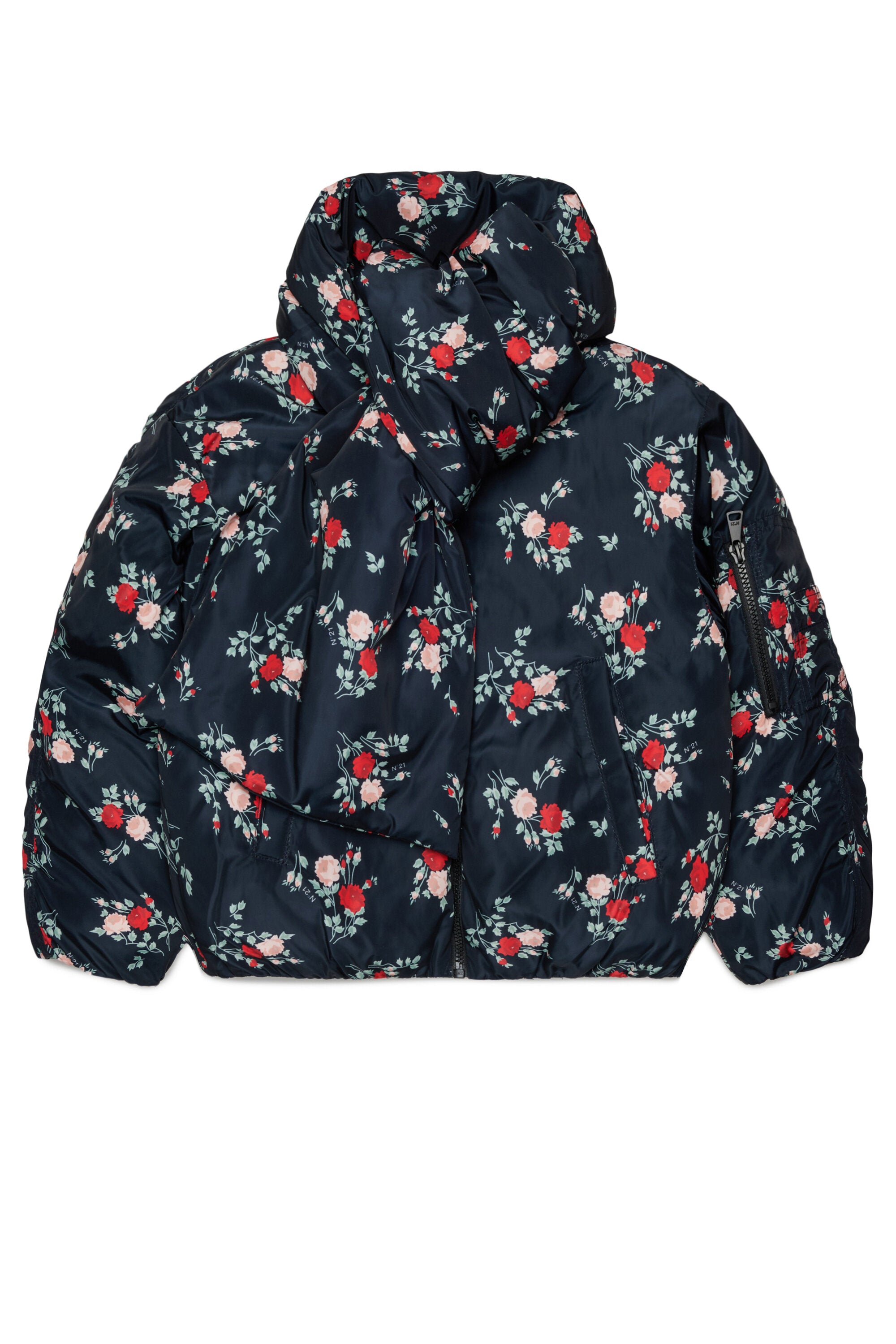 Padded jacket with floral print
