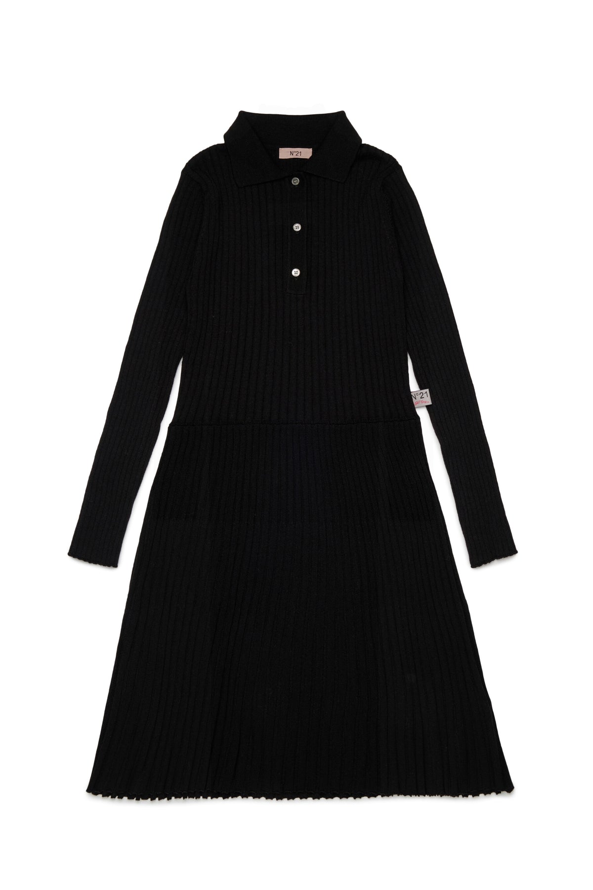 Ribbed knit polo dress