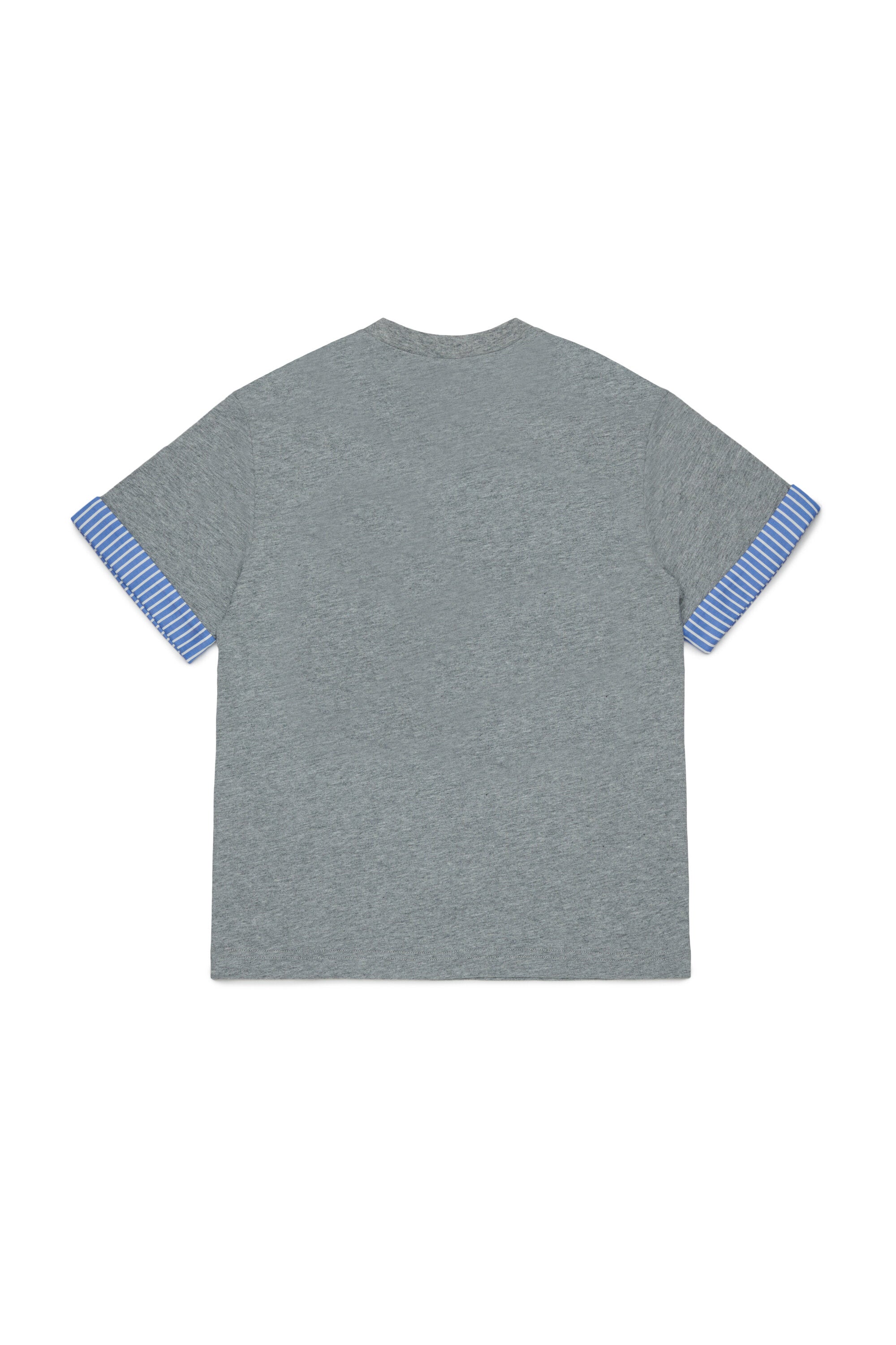 T-shirt with print and striped sleeves