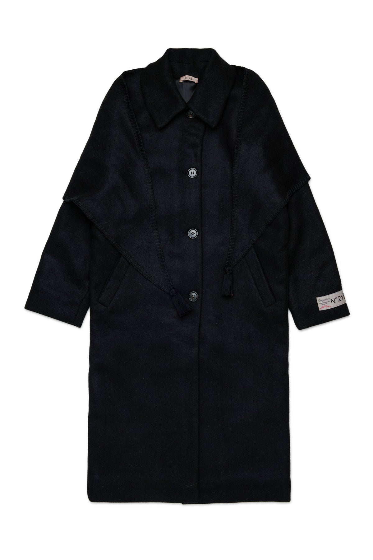 Coat with decorative cape