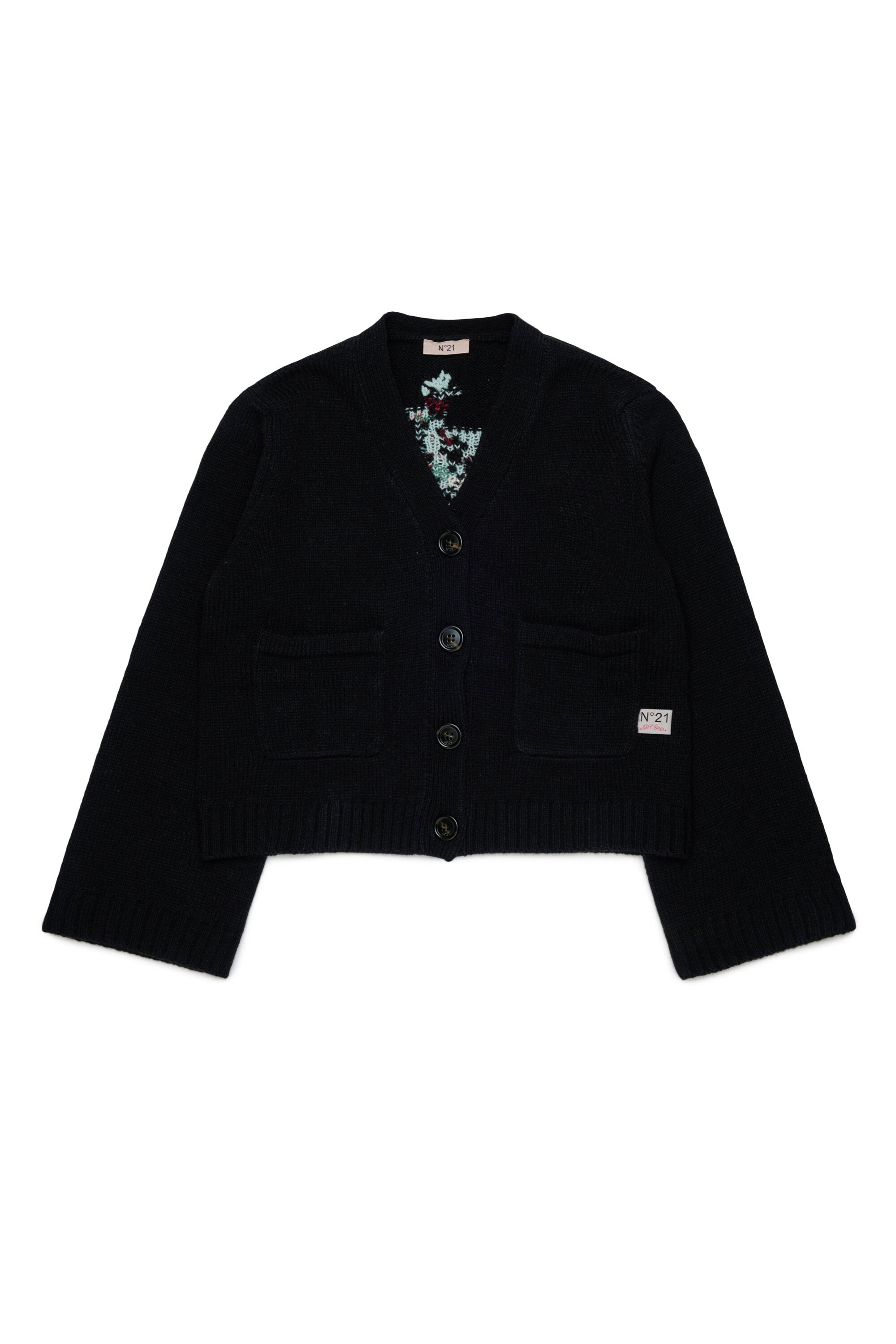 Cardigan with floral embroidery on the back