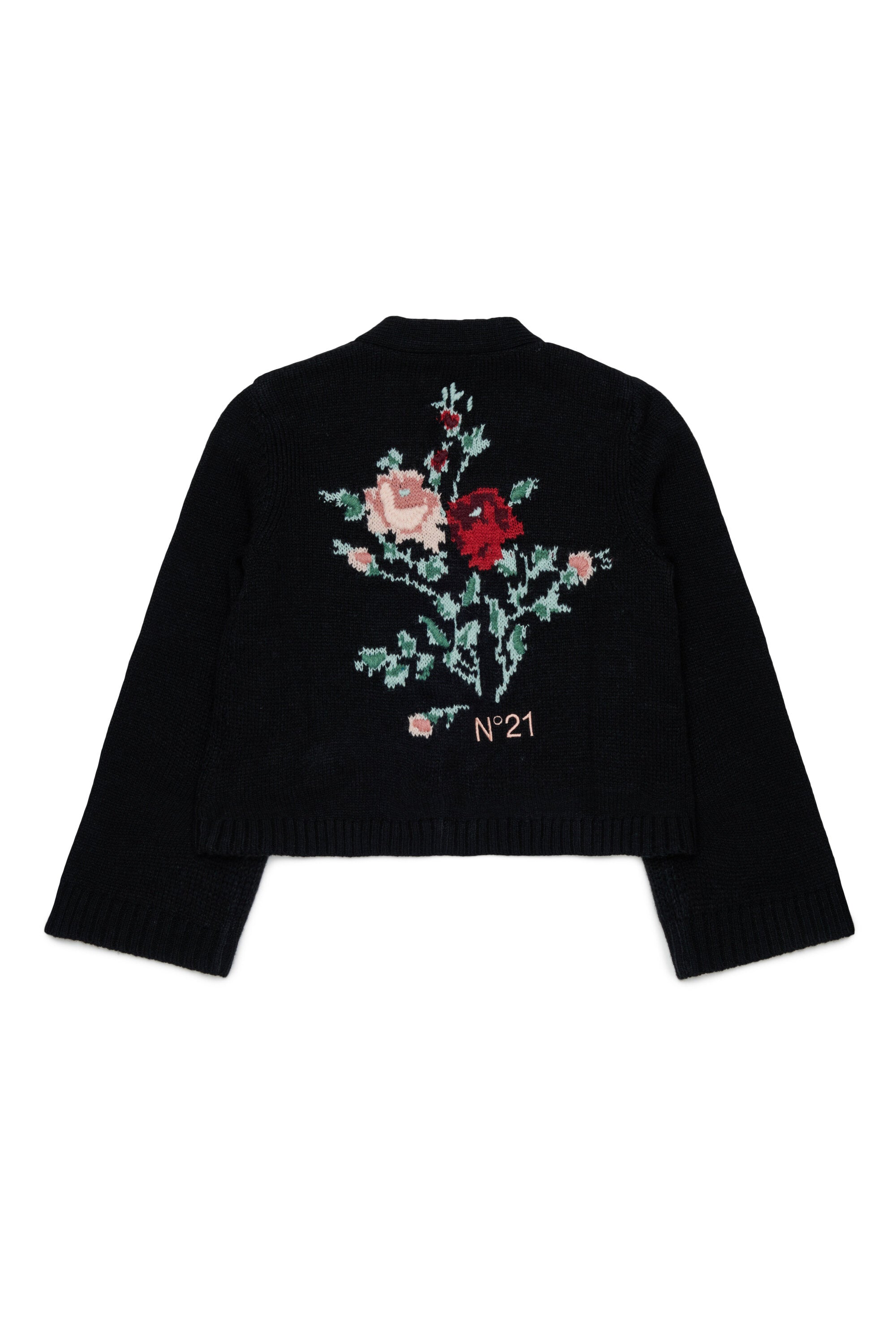 Cardigan with floral embroidery on the back