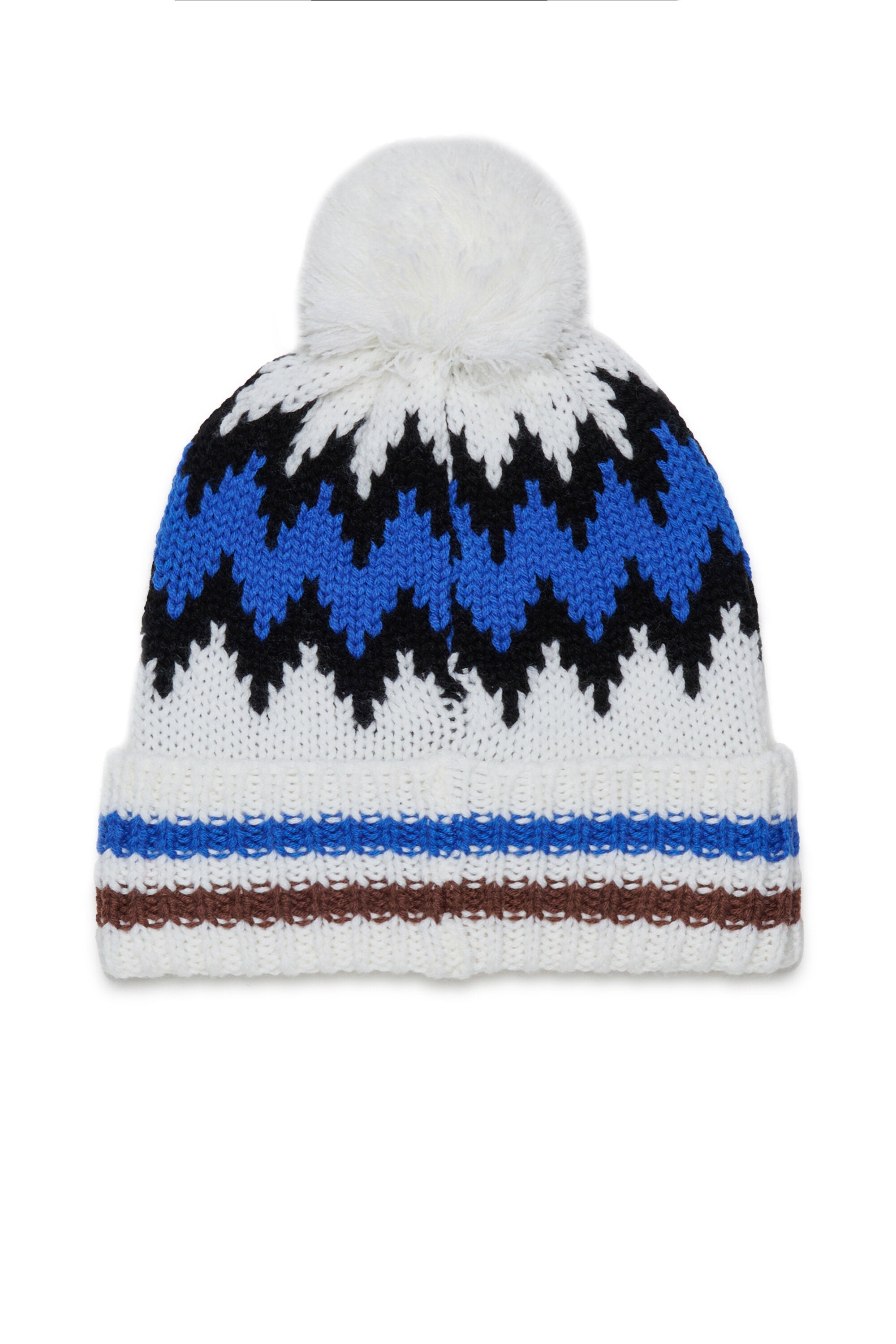 Pom-pom beanie with Norwegian pattern