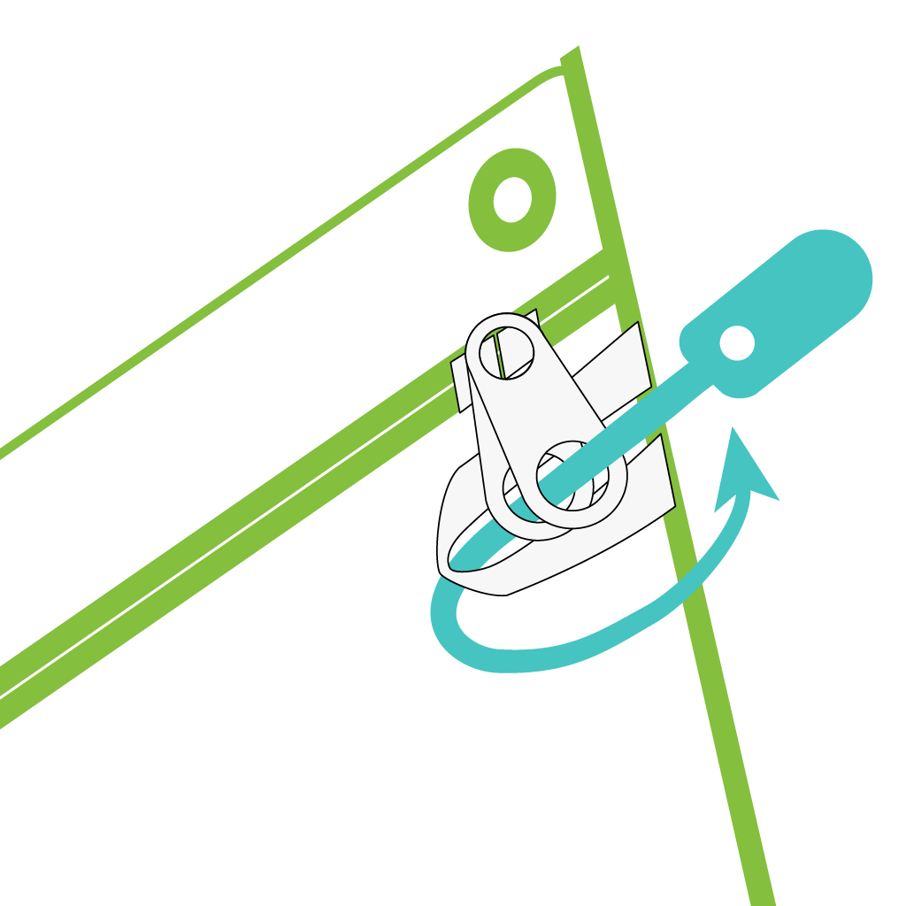 Illustration of a lace being used on a package intertwined with a zip handlers