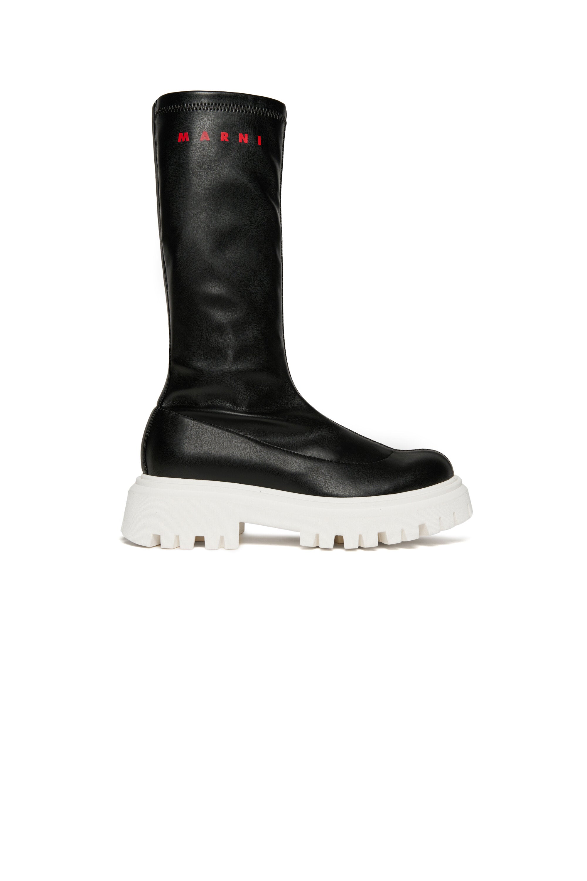 High boots in coated fabric with logo