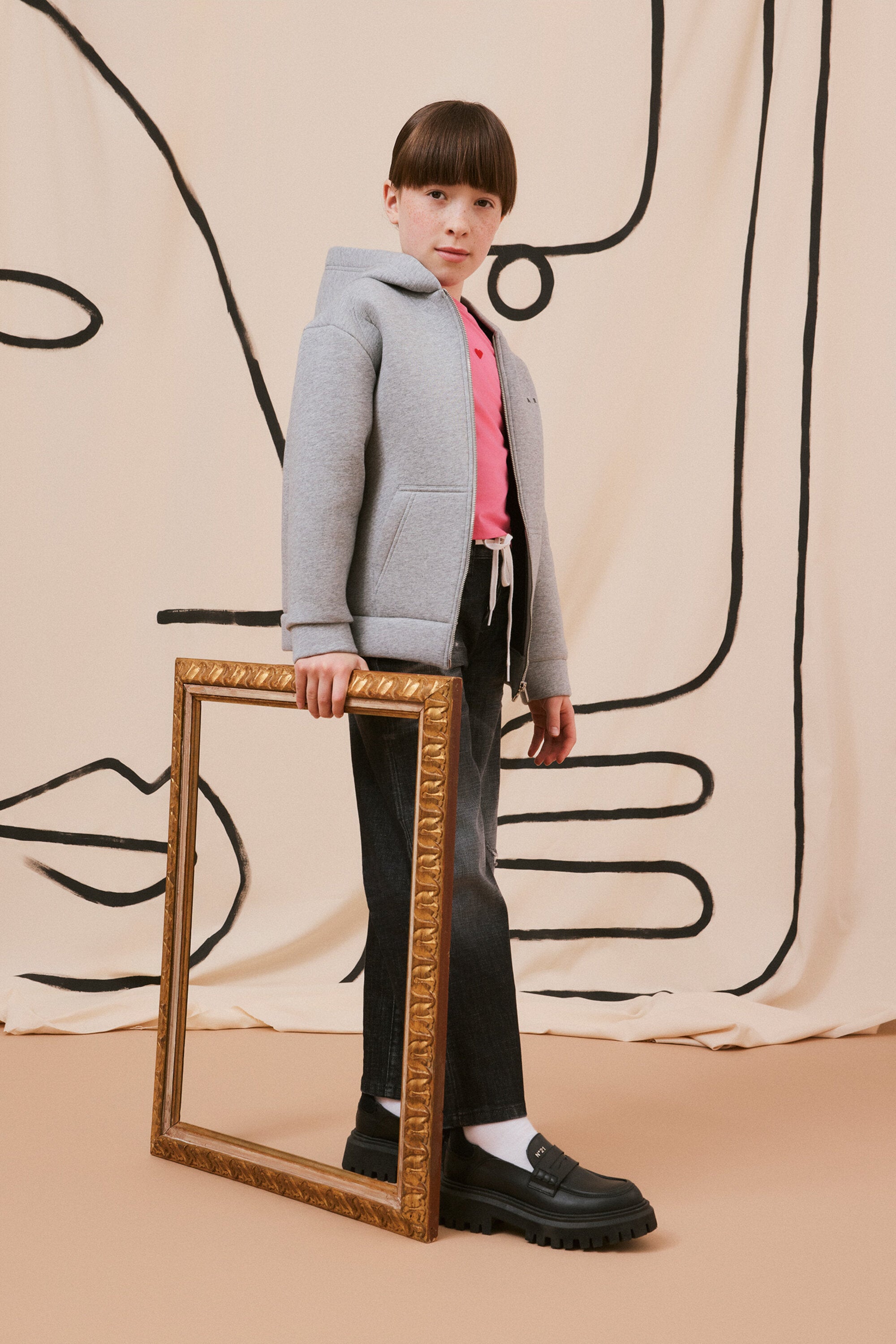 Leather loafers with track sole