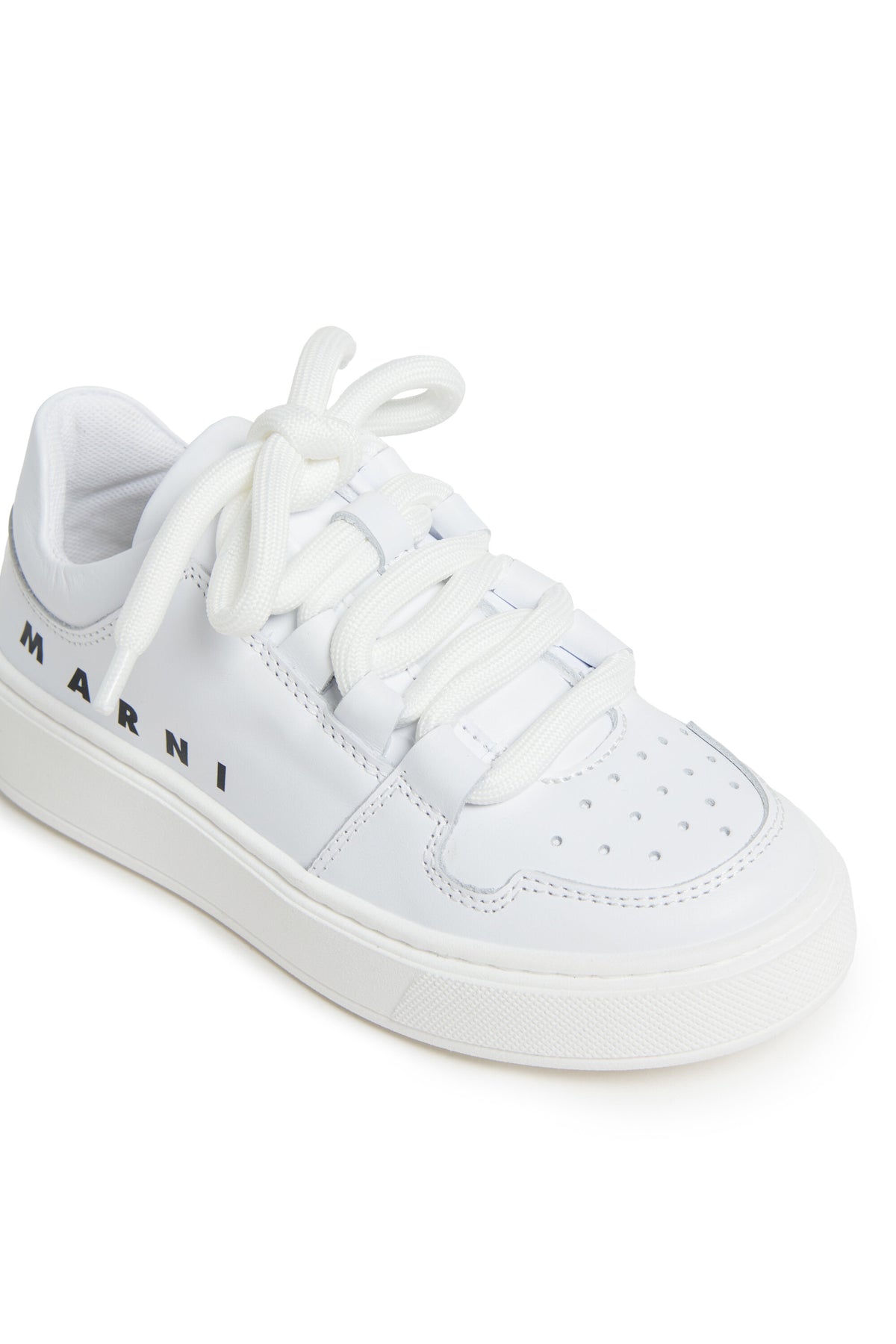 Leather low trainers with logo