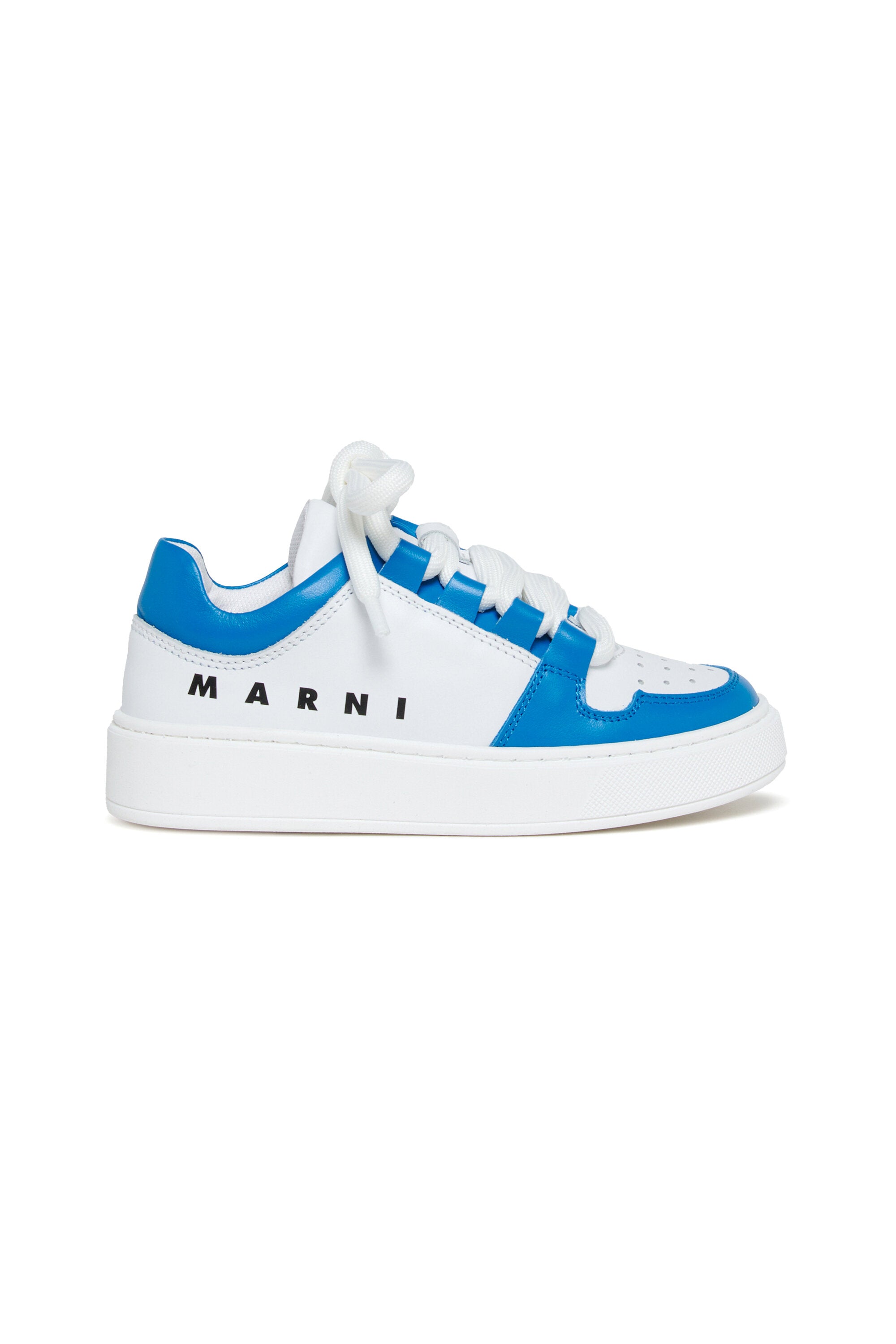 Leather low trainers colorblock
