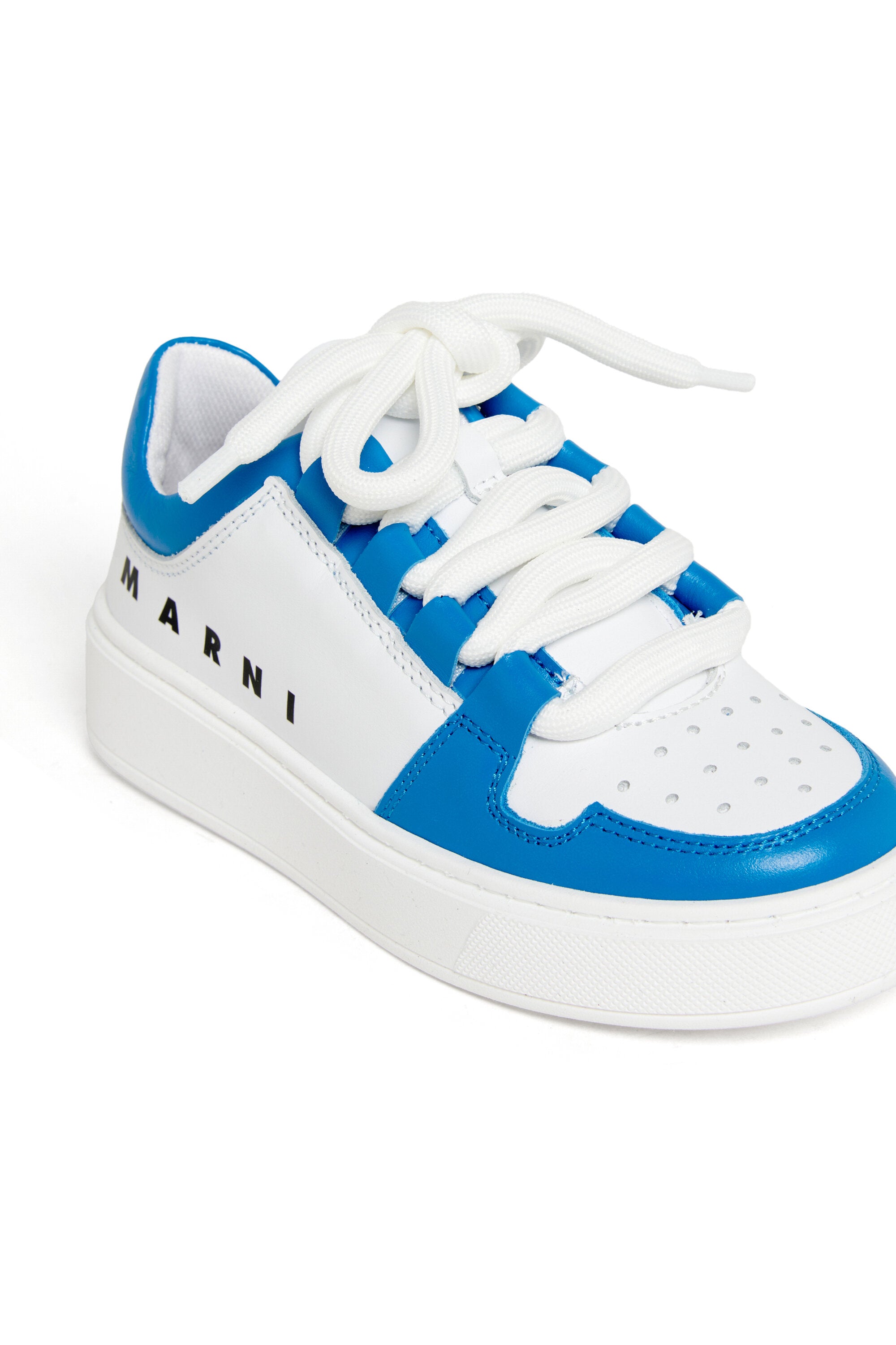 Leather low trainers colorblock