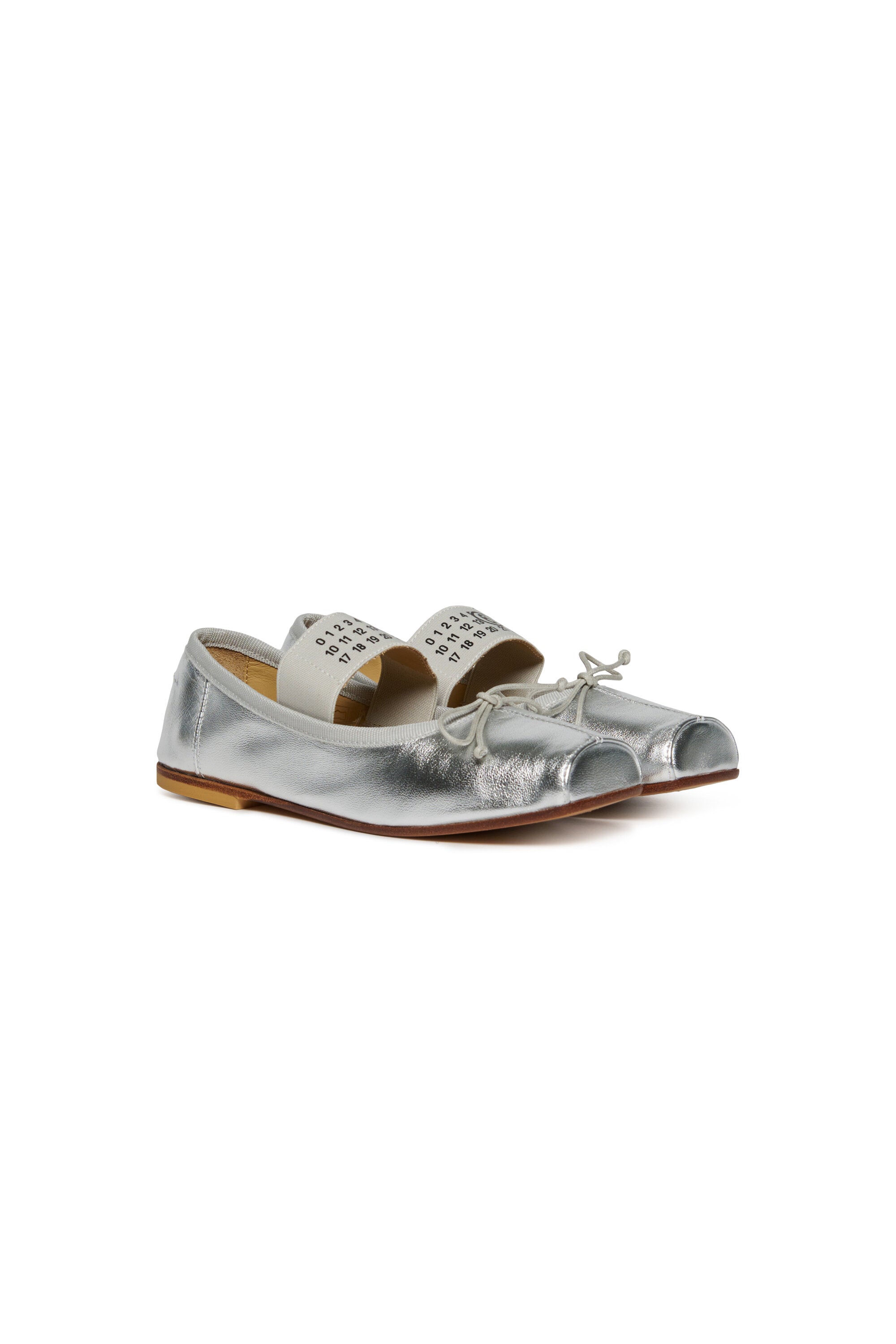 Square-toed leather ballet flats