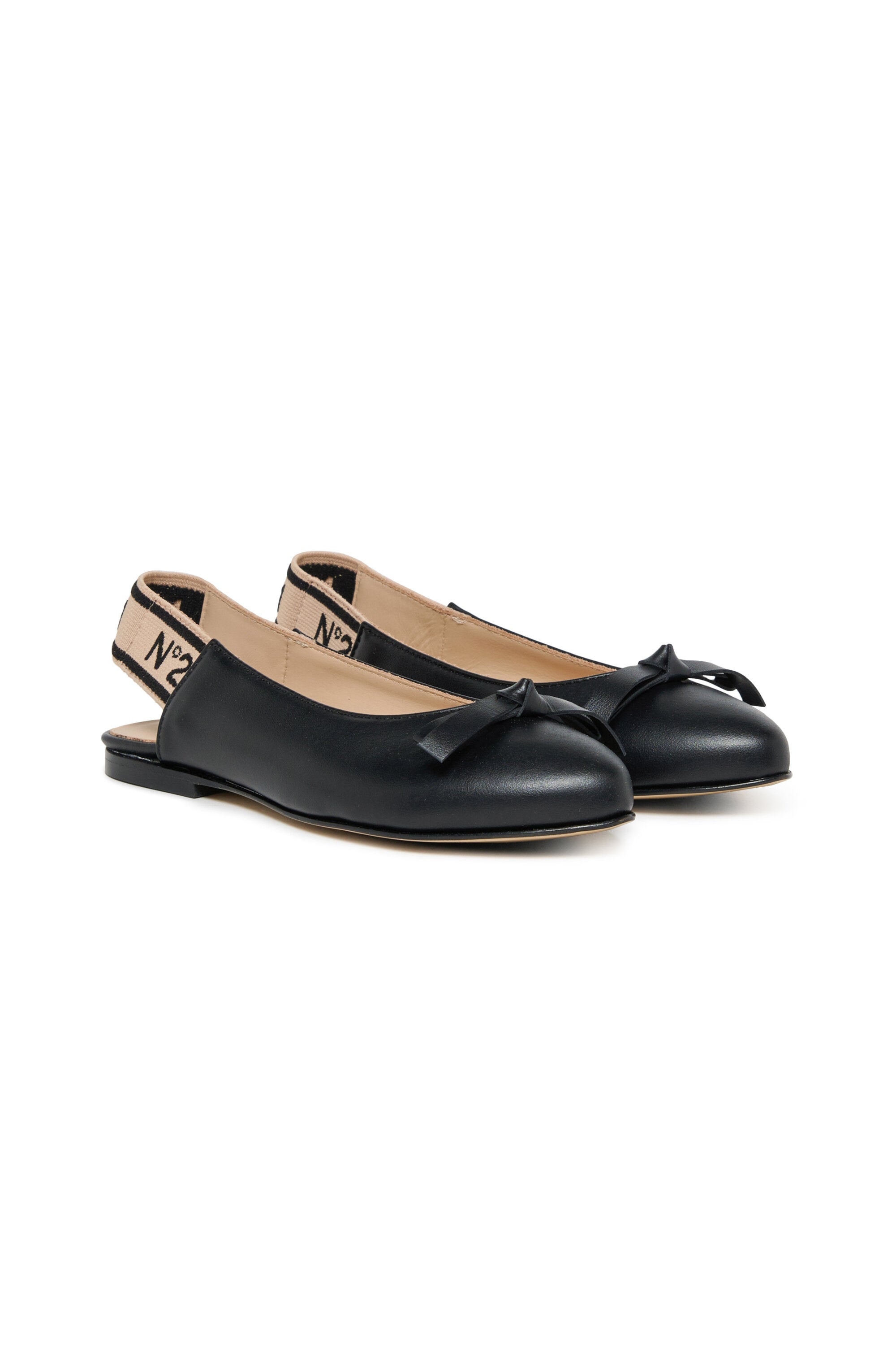 Leather slingback ballerinas with bow