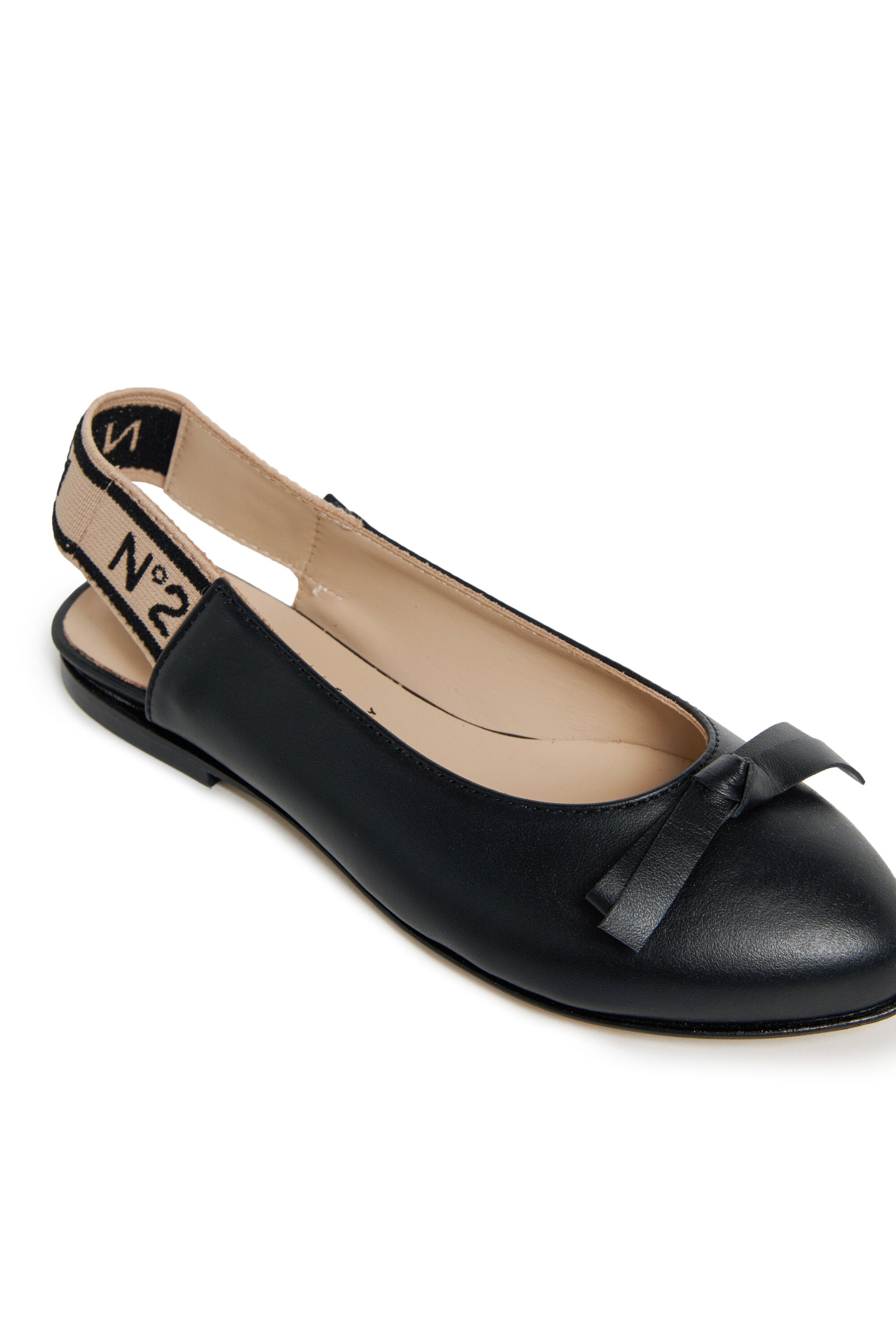Leather slingback ballerinas with bow