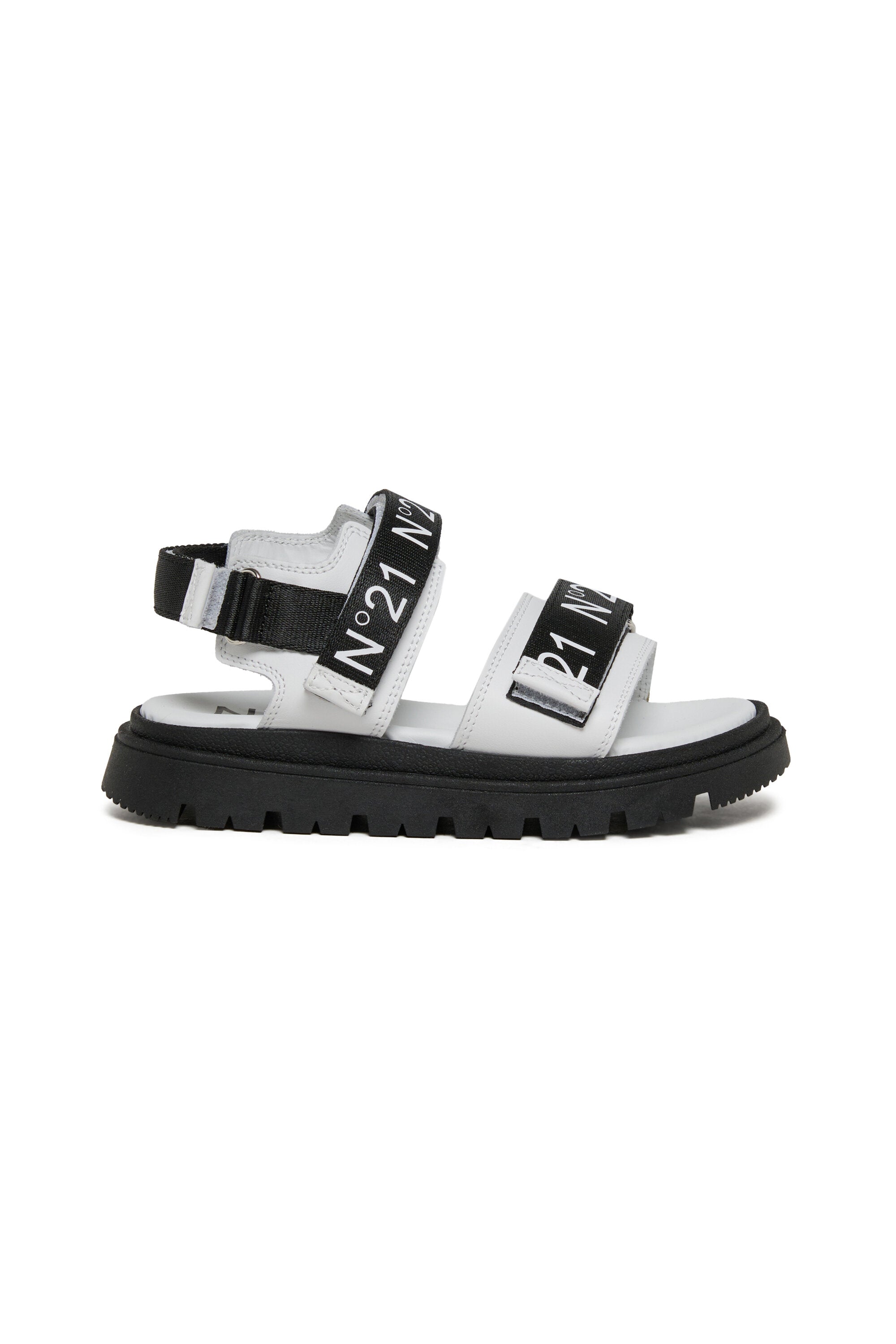 Platform sandals with logoed straps