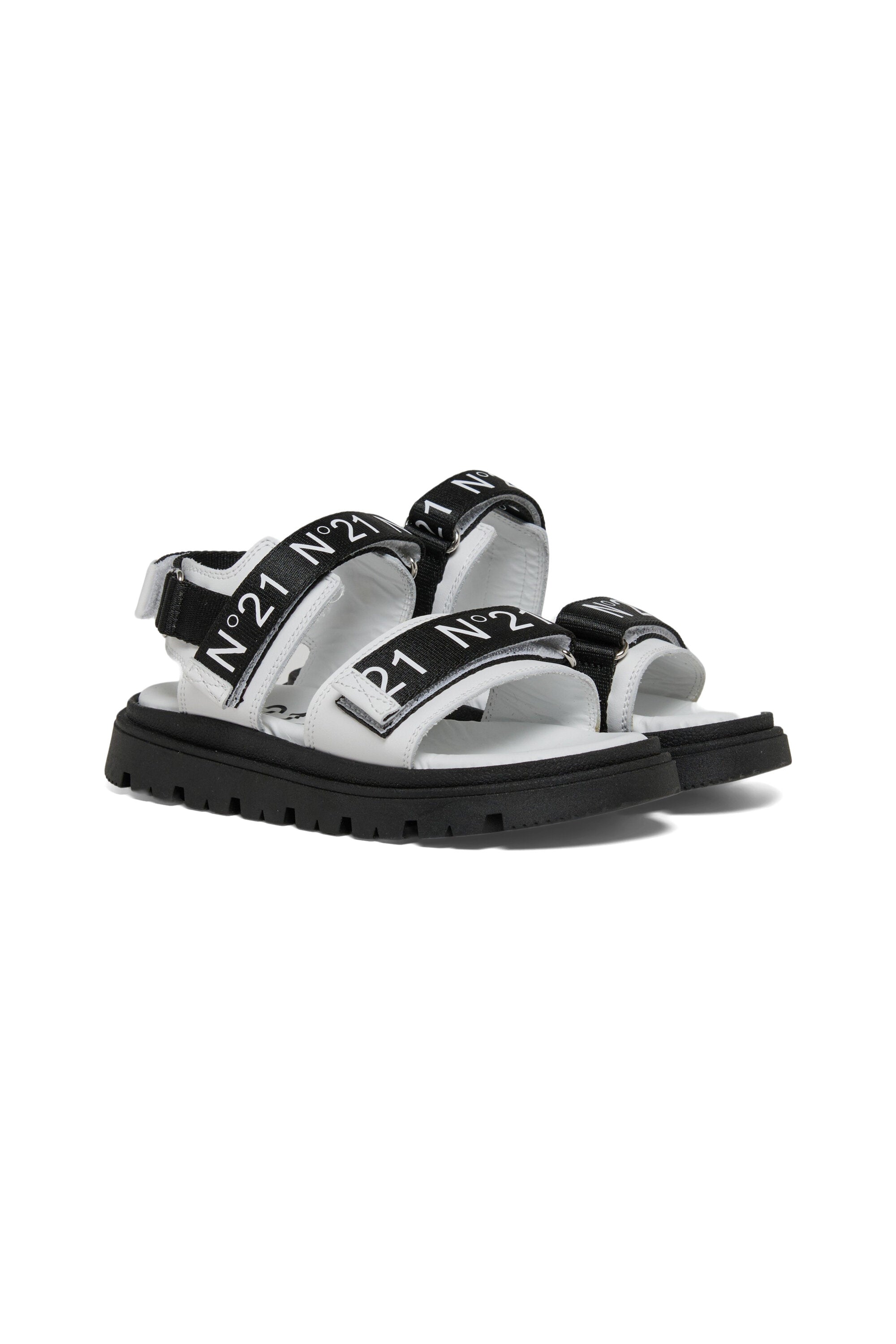 Platform sandals with logoed straps