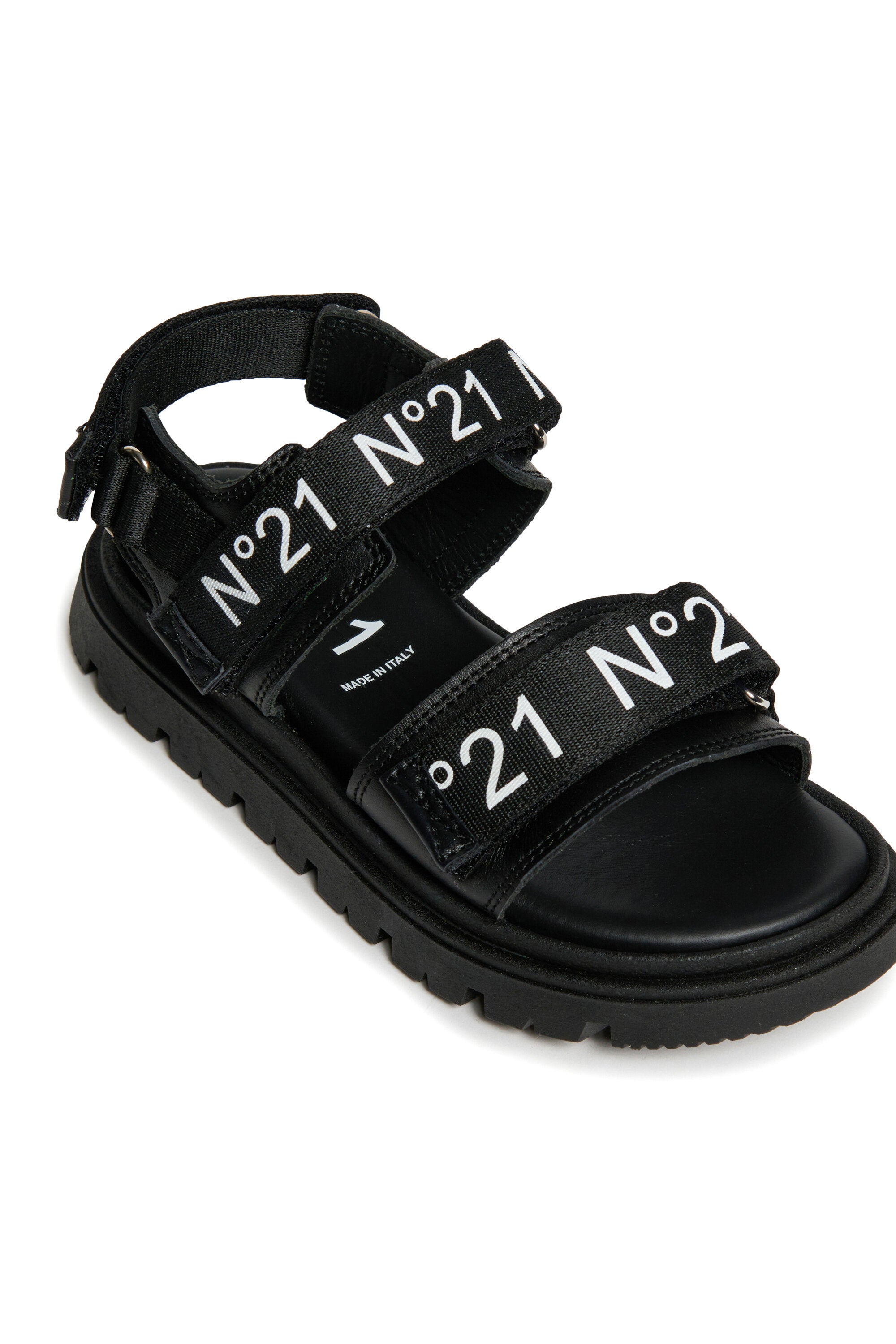 Platform sandals with logoed straps