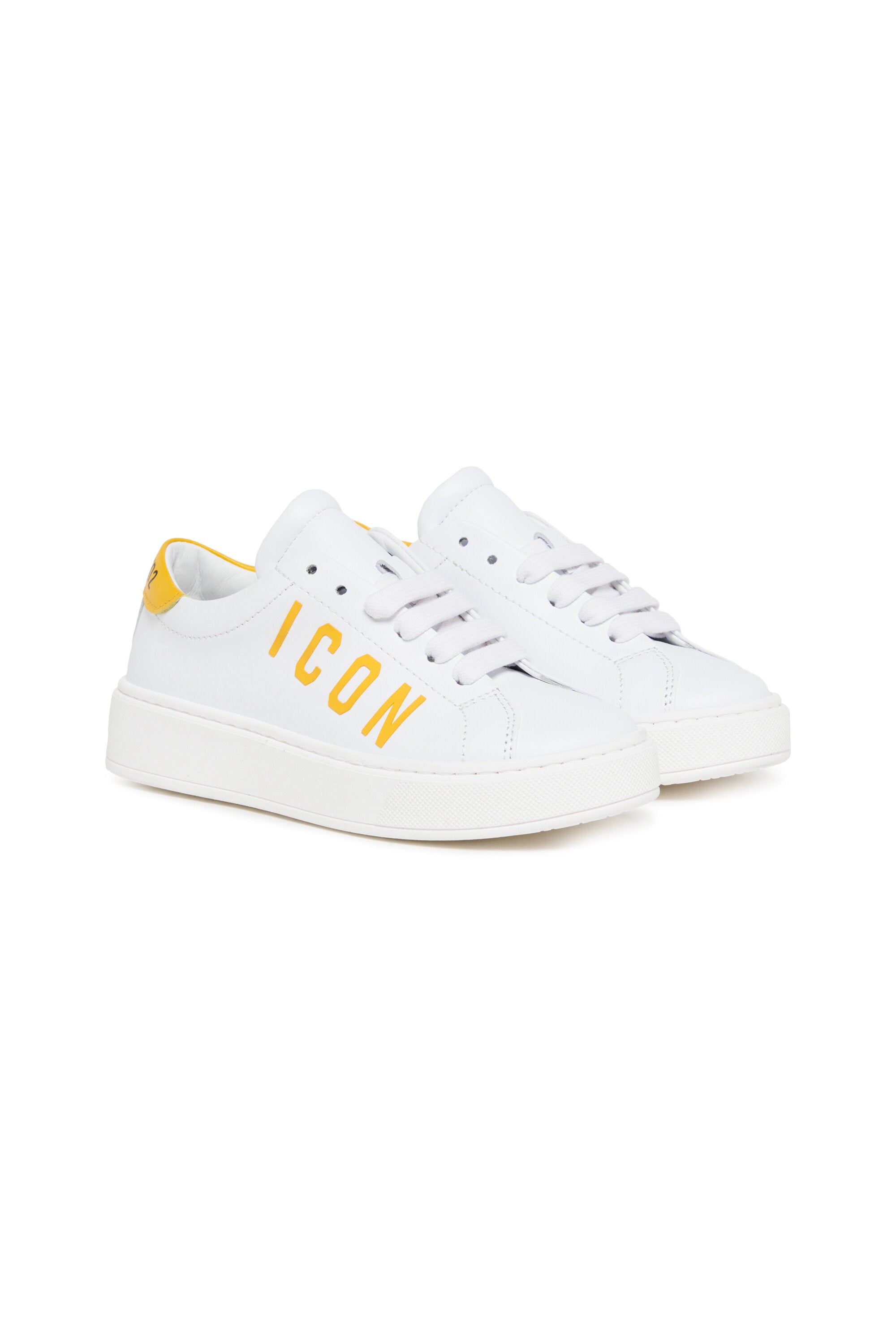 Leather low trainers with ICON logo
