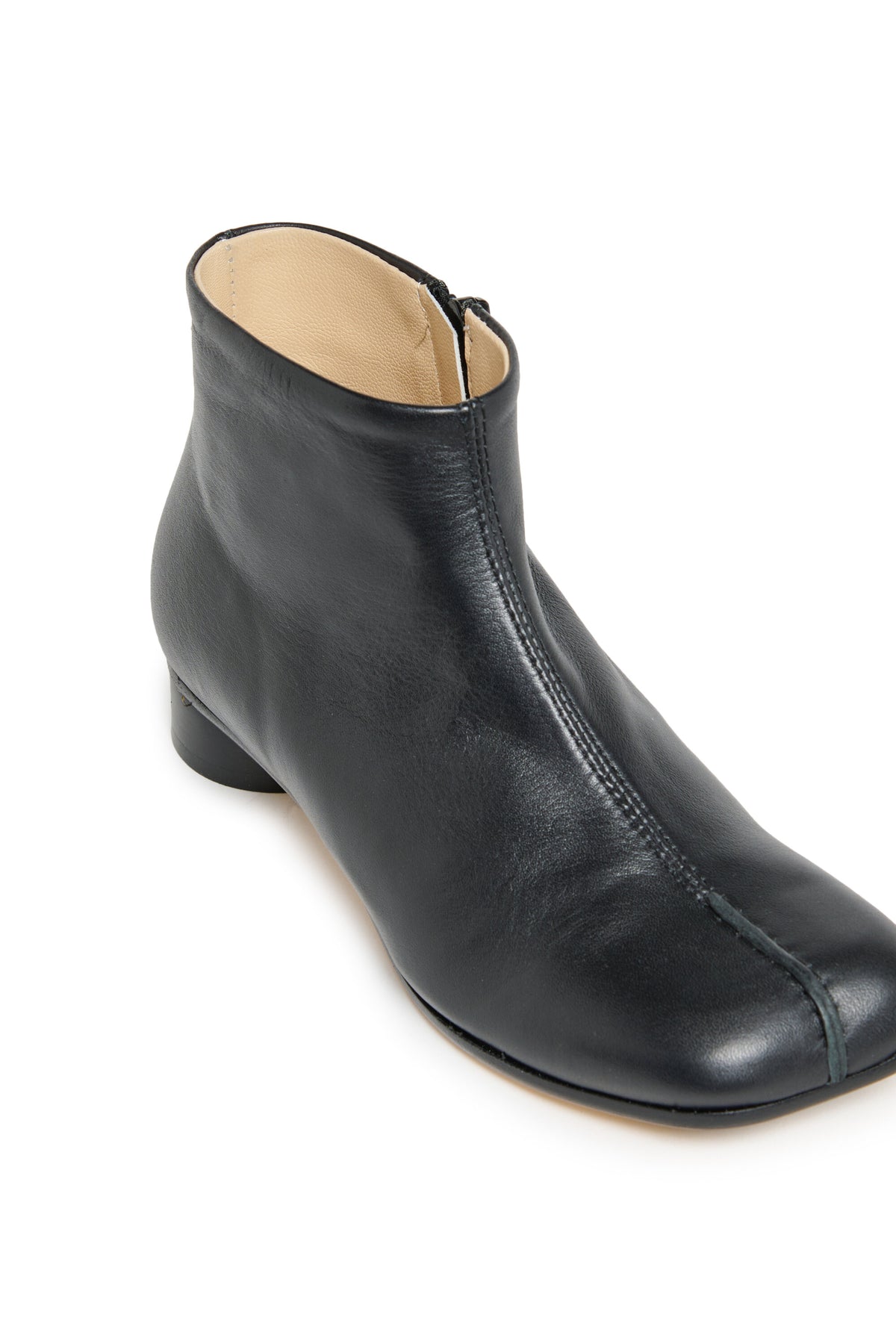 Low leather boots with heels