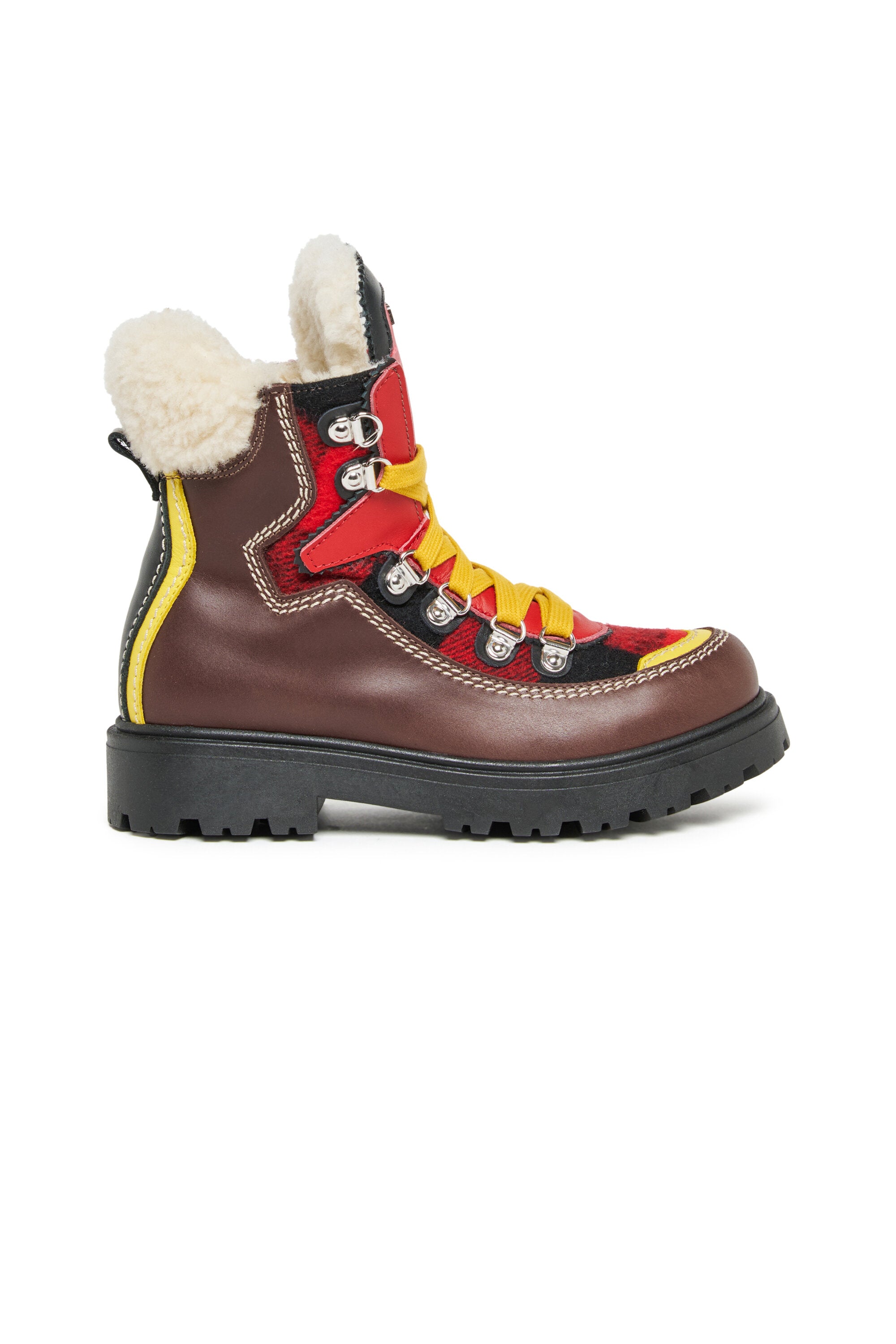 Colorblock leather hiking boots