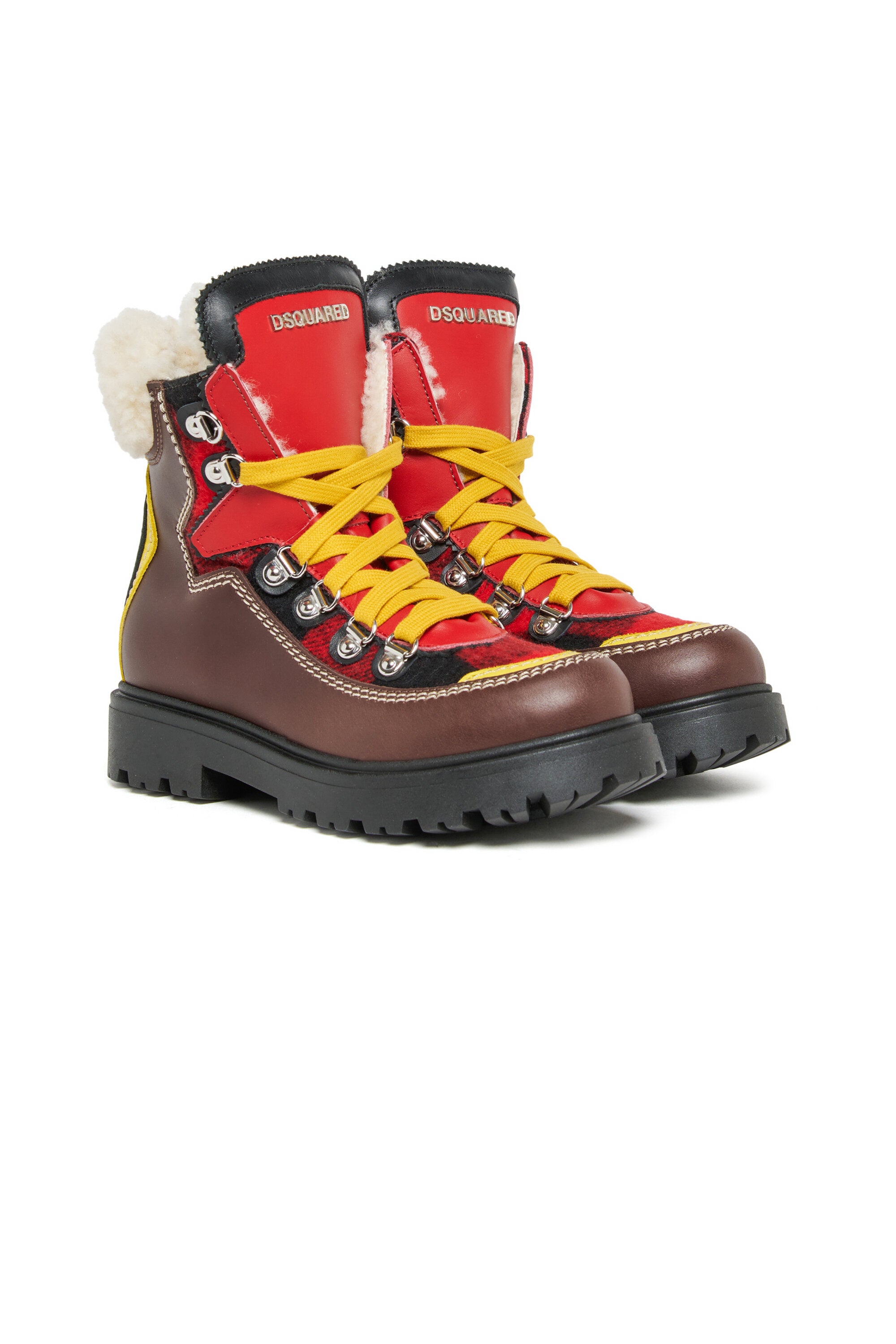 Colorblock leather hiking boots