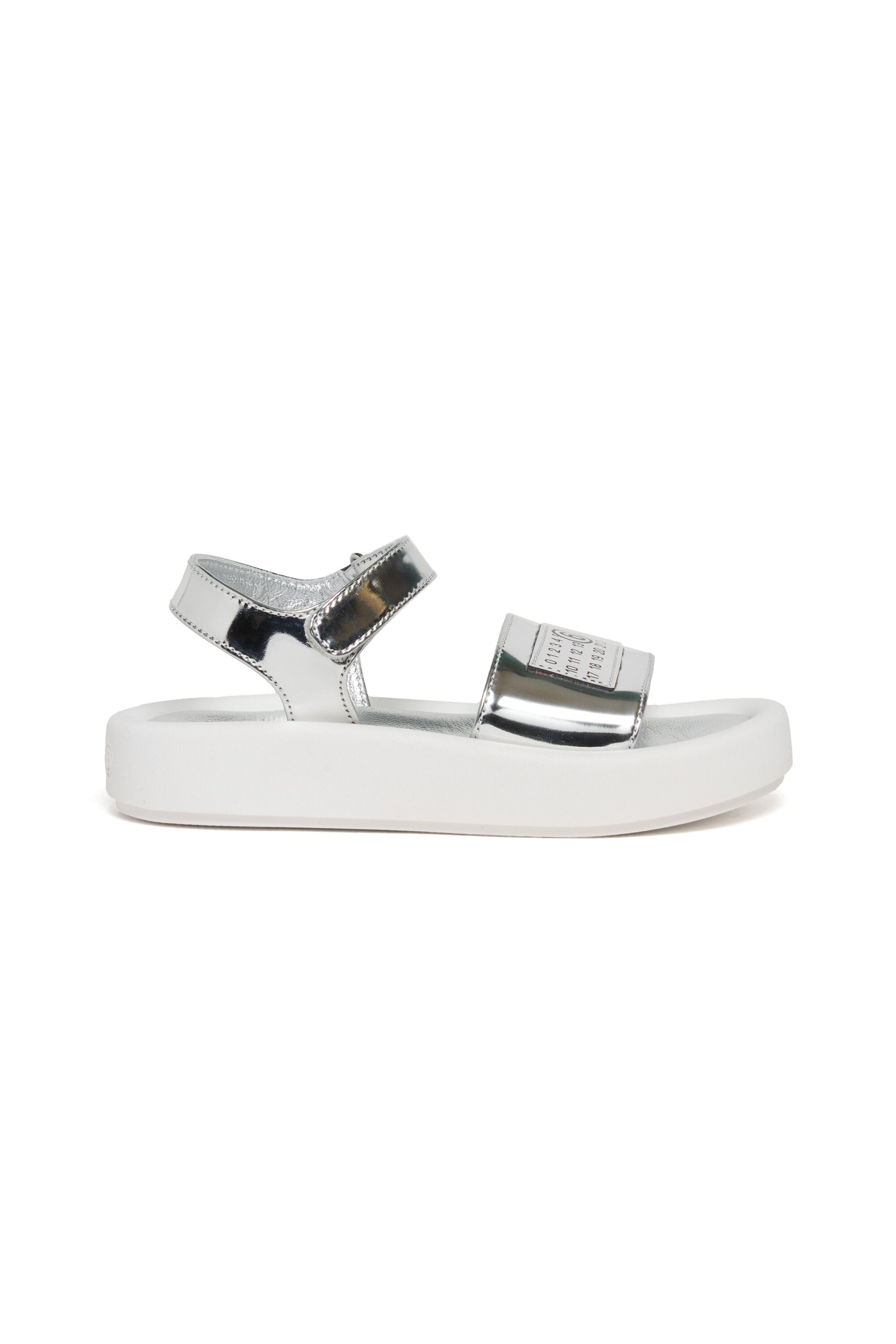 Metallic sandals with logo