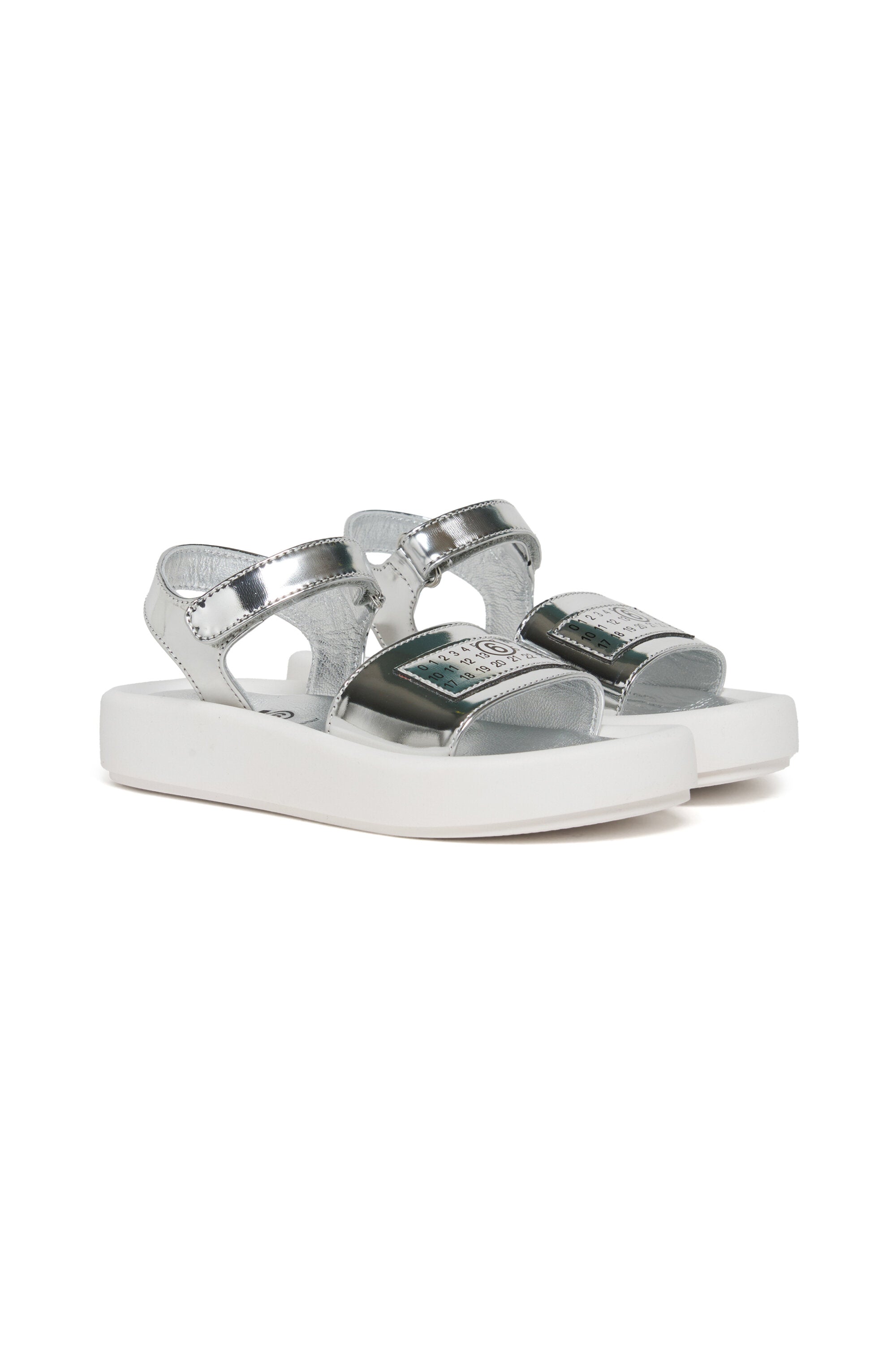 Metallic sandals with logo