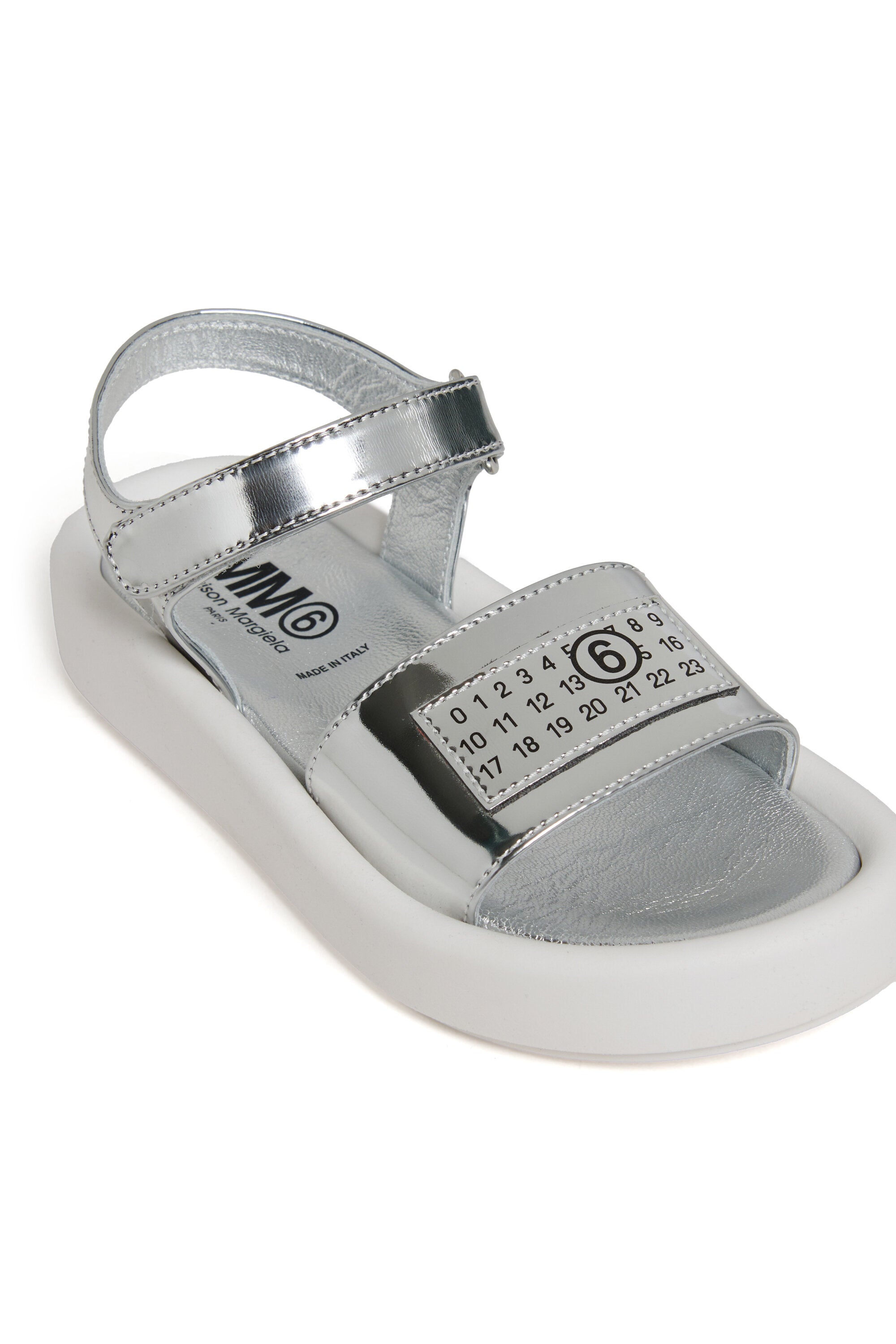 Metallic sandals with logo