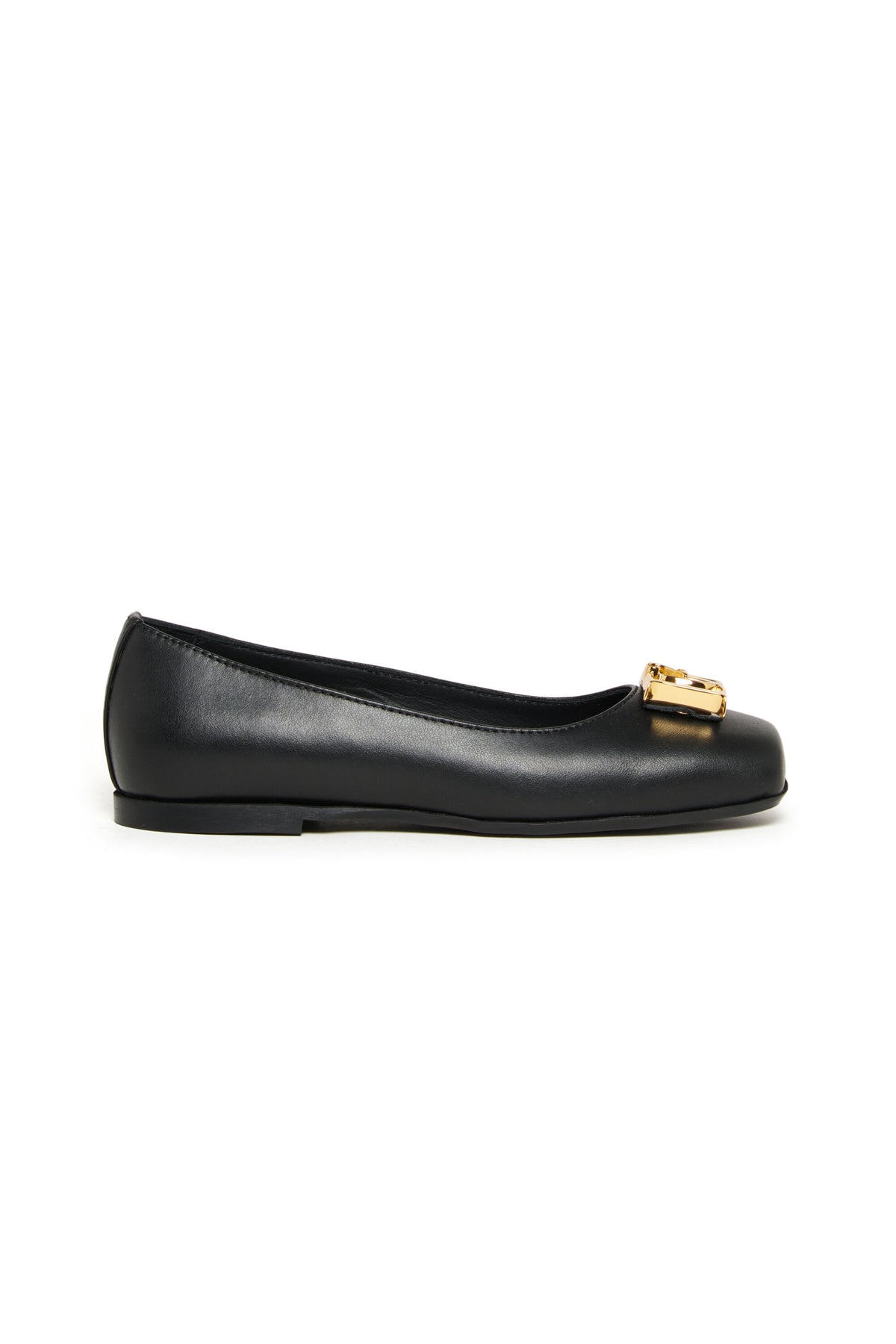 Leather ballerina with logo