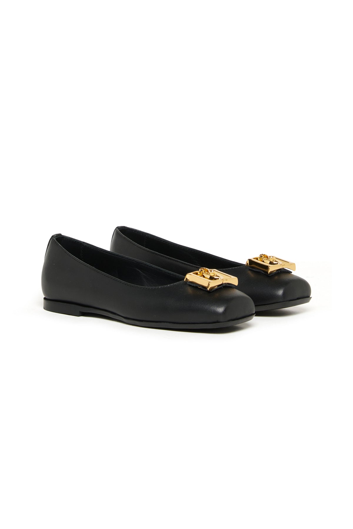 Leather ballerina with logo