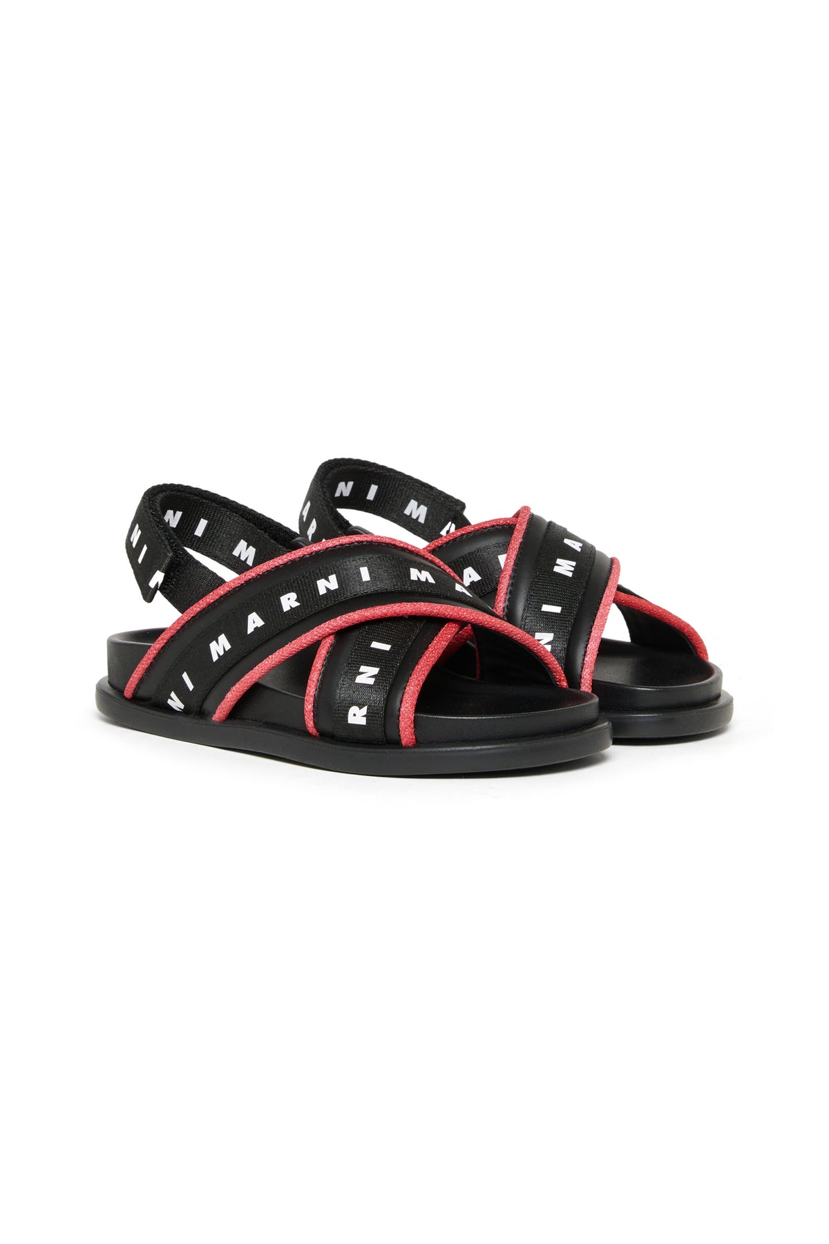 Sandals with cross-strap logo