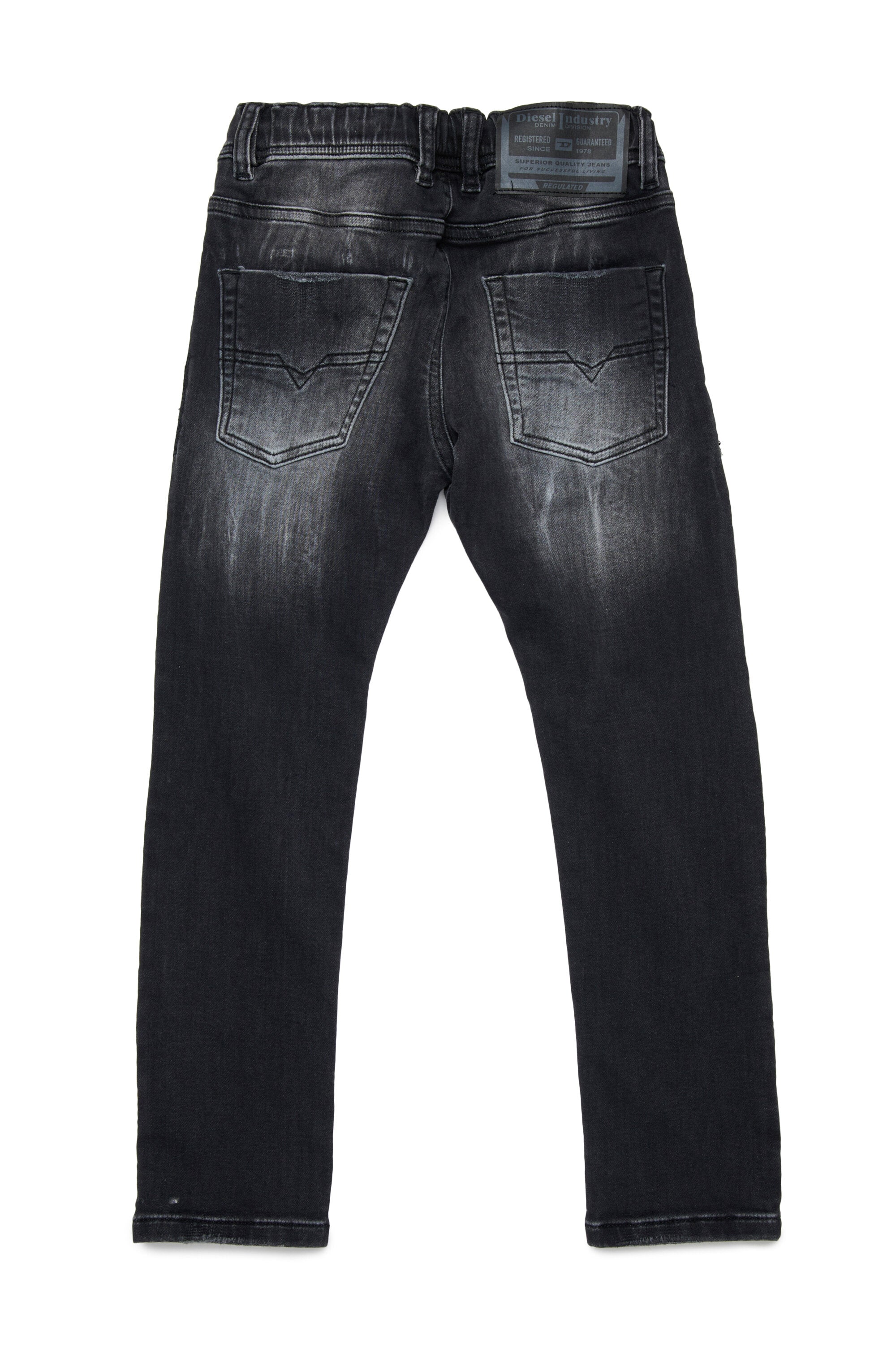 Black regular JoggJeans® with abrasions - Krooley