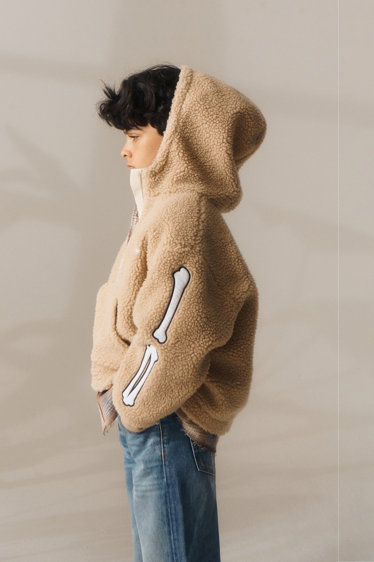 Teddy jacket with bone details