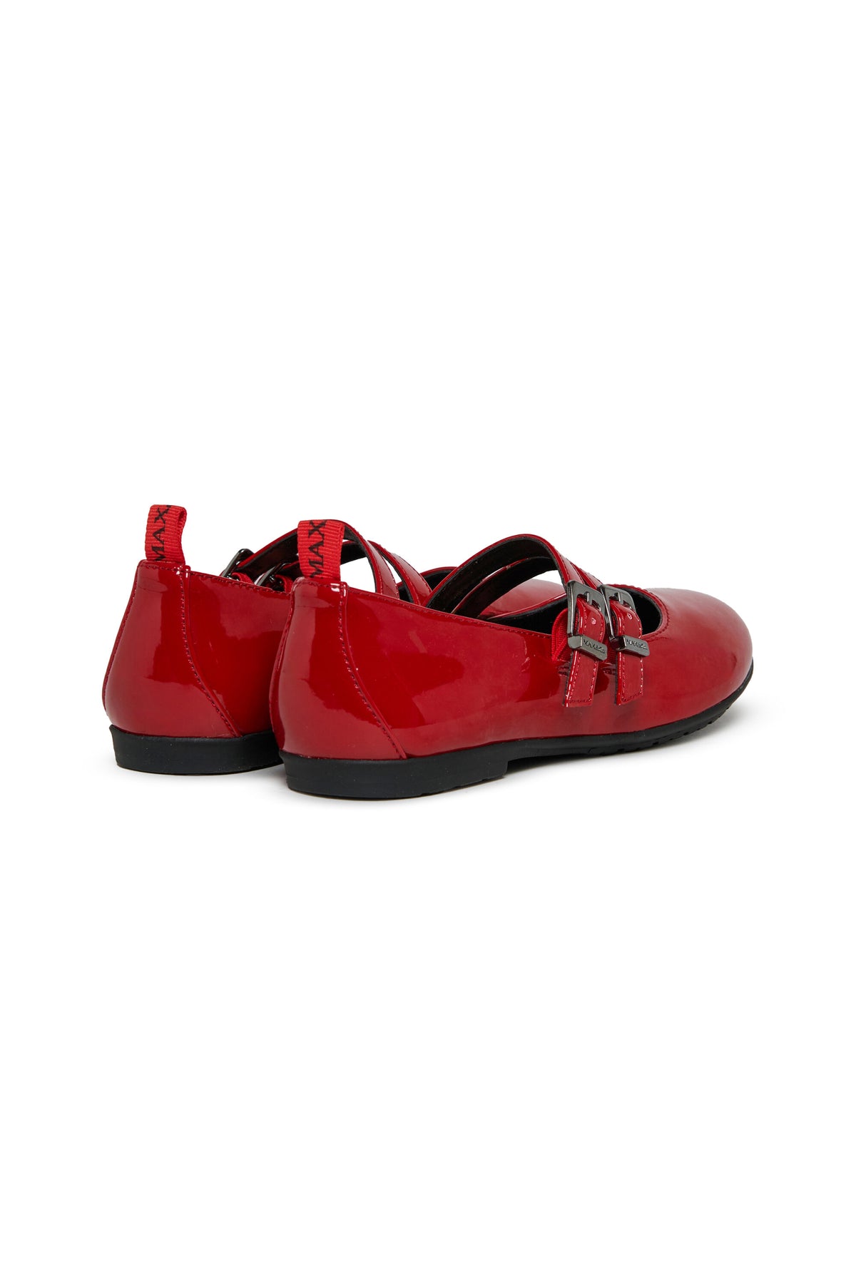 Patent ballet flats with double buckle