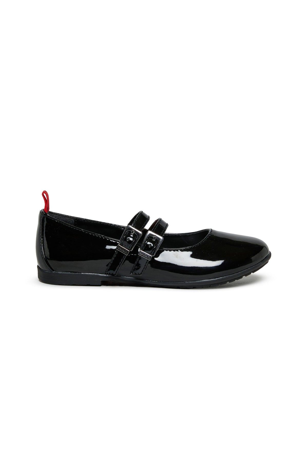 Patent ballet flats with double buckle