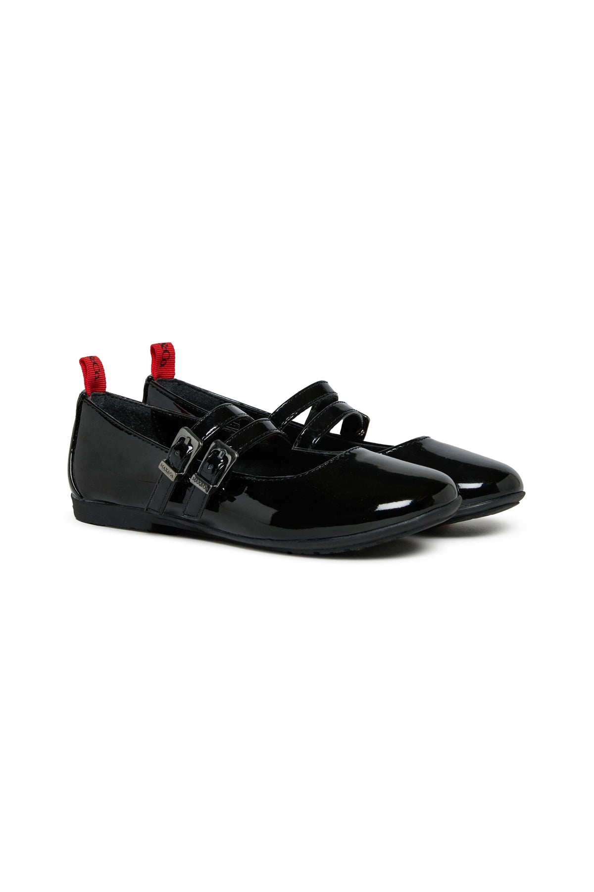 Patent ballet flats with double buckle