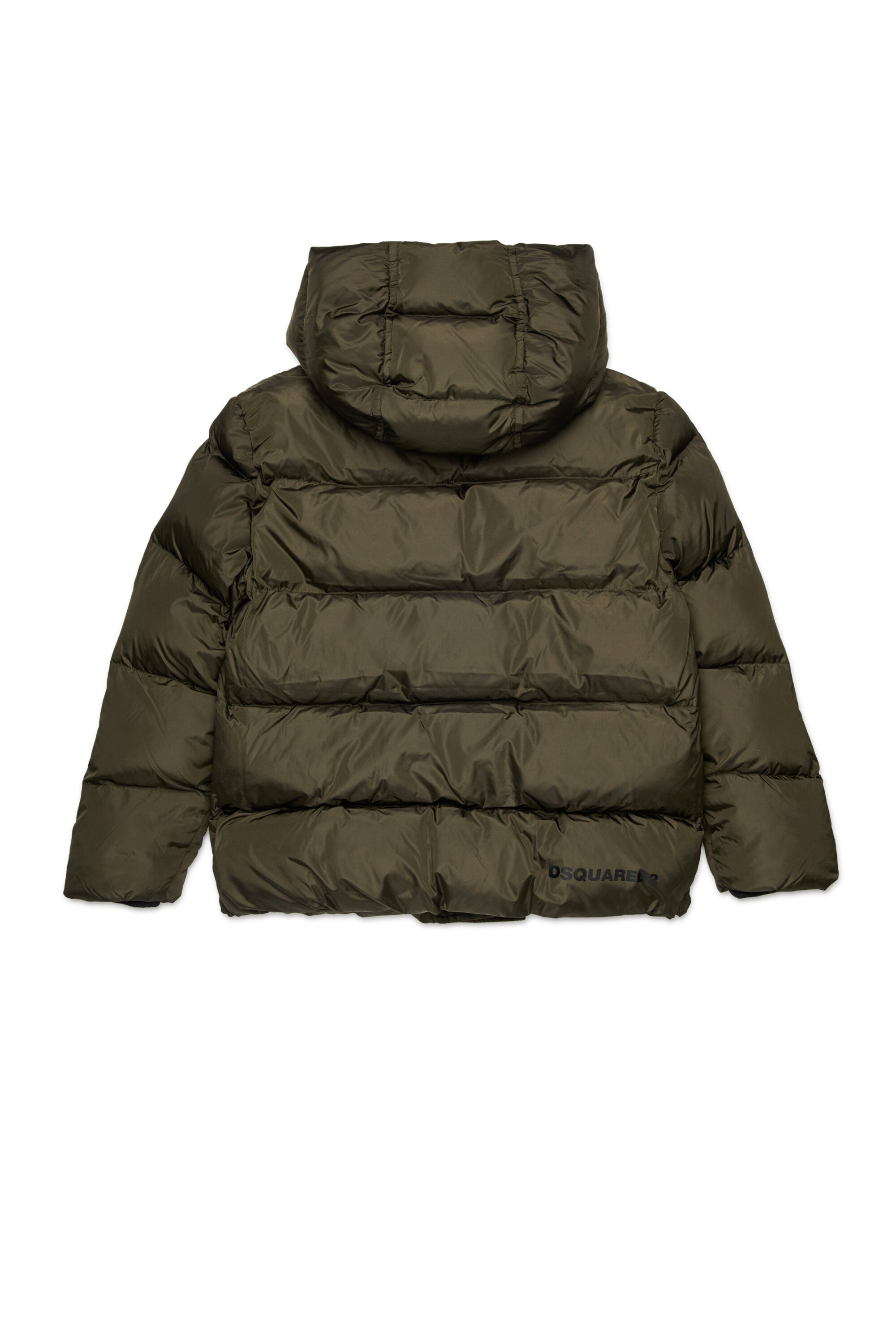 Short padded jacket with hood and DSQUARED2 logo