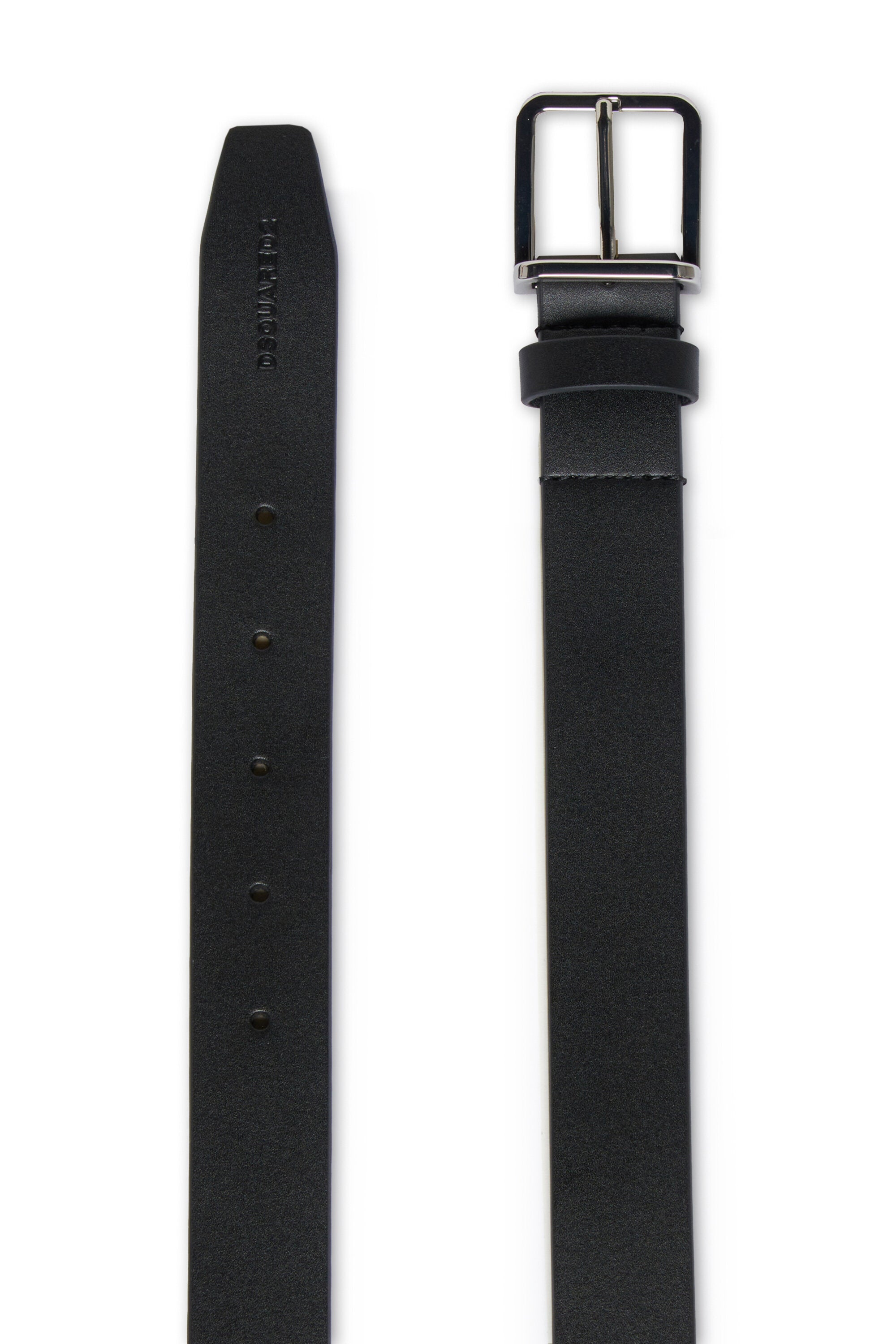 Leather belt with metal buckle